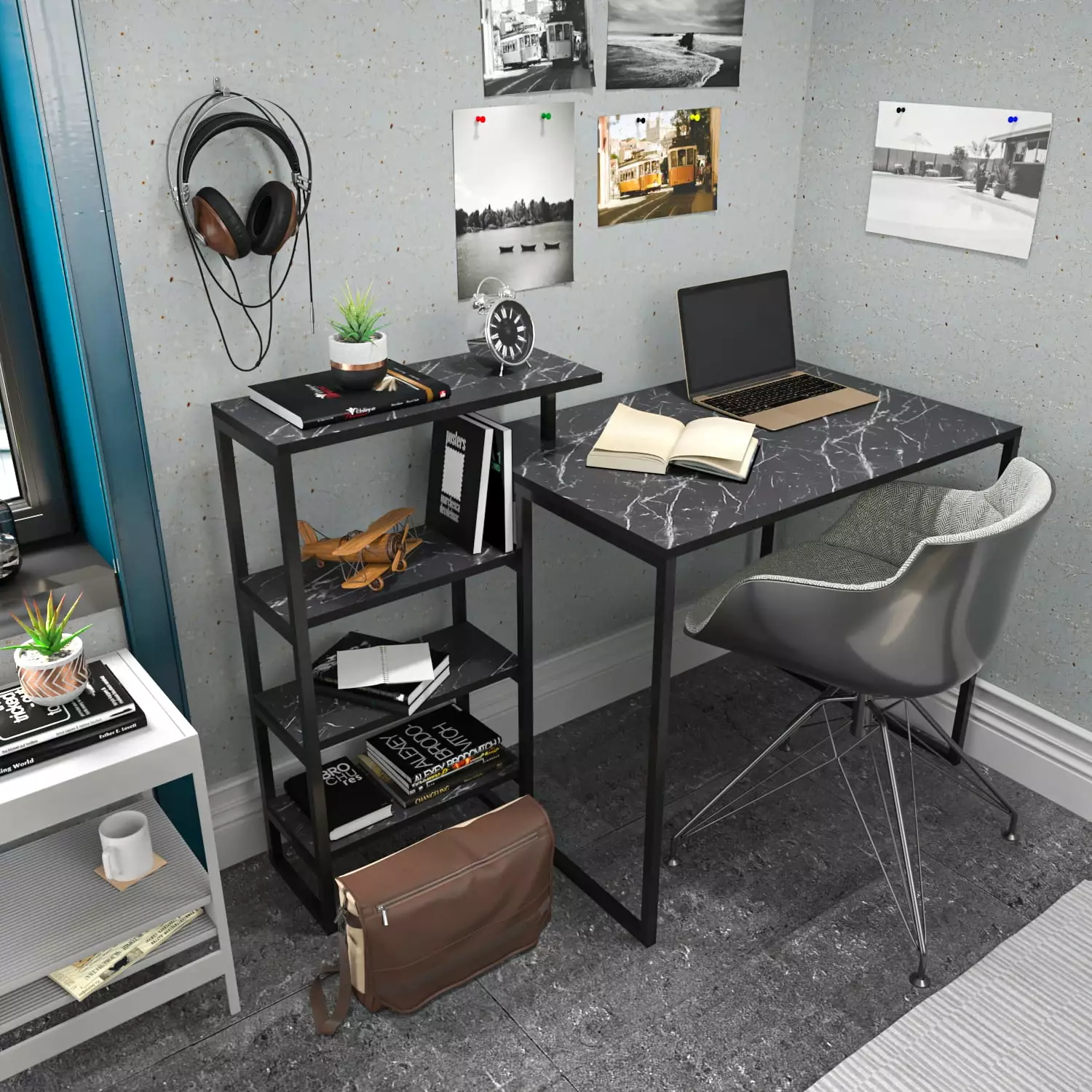Rino Computer Desk - Bendire Black - Modern Home Office Workstation Decorotika