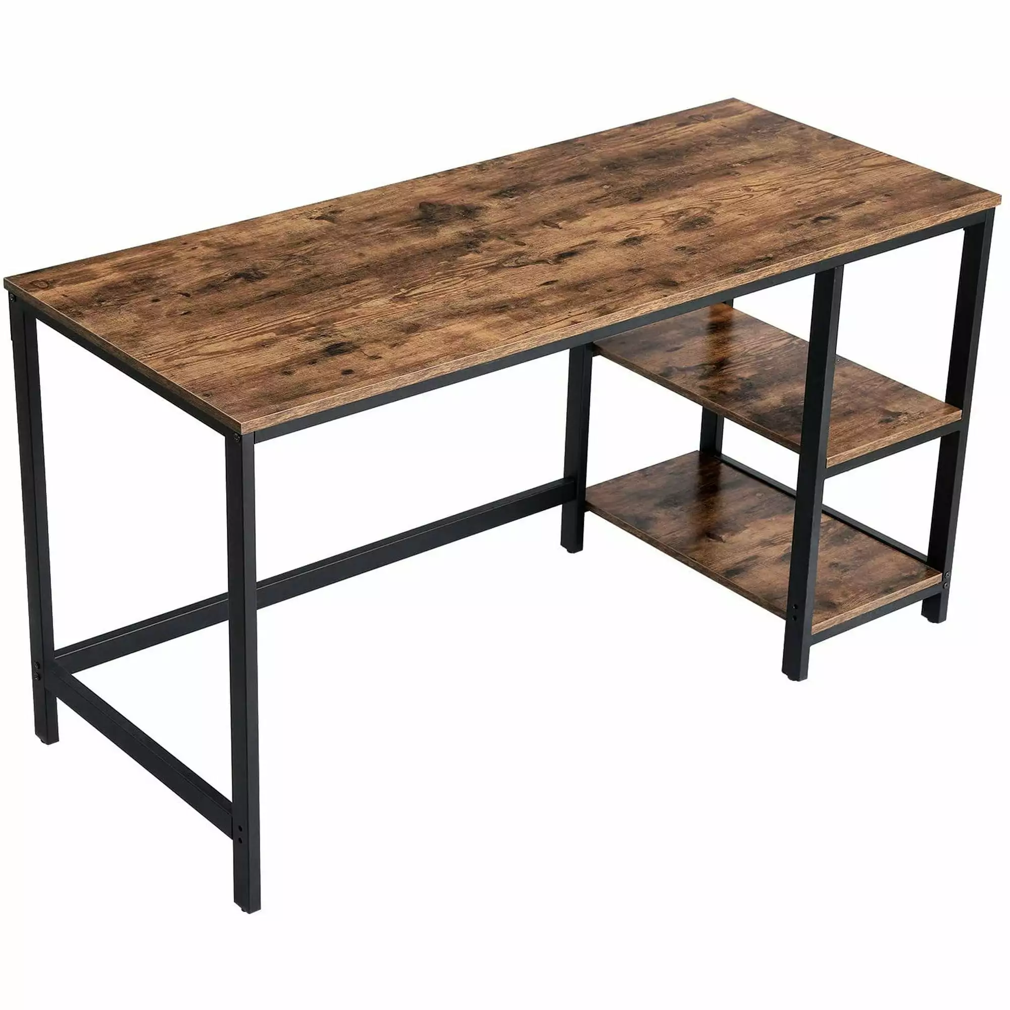 Computer Desk Combination Wood Metal Frame Including 2 Shelves Modern Study Table DJ Corp Design