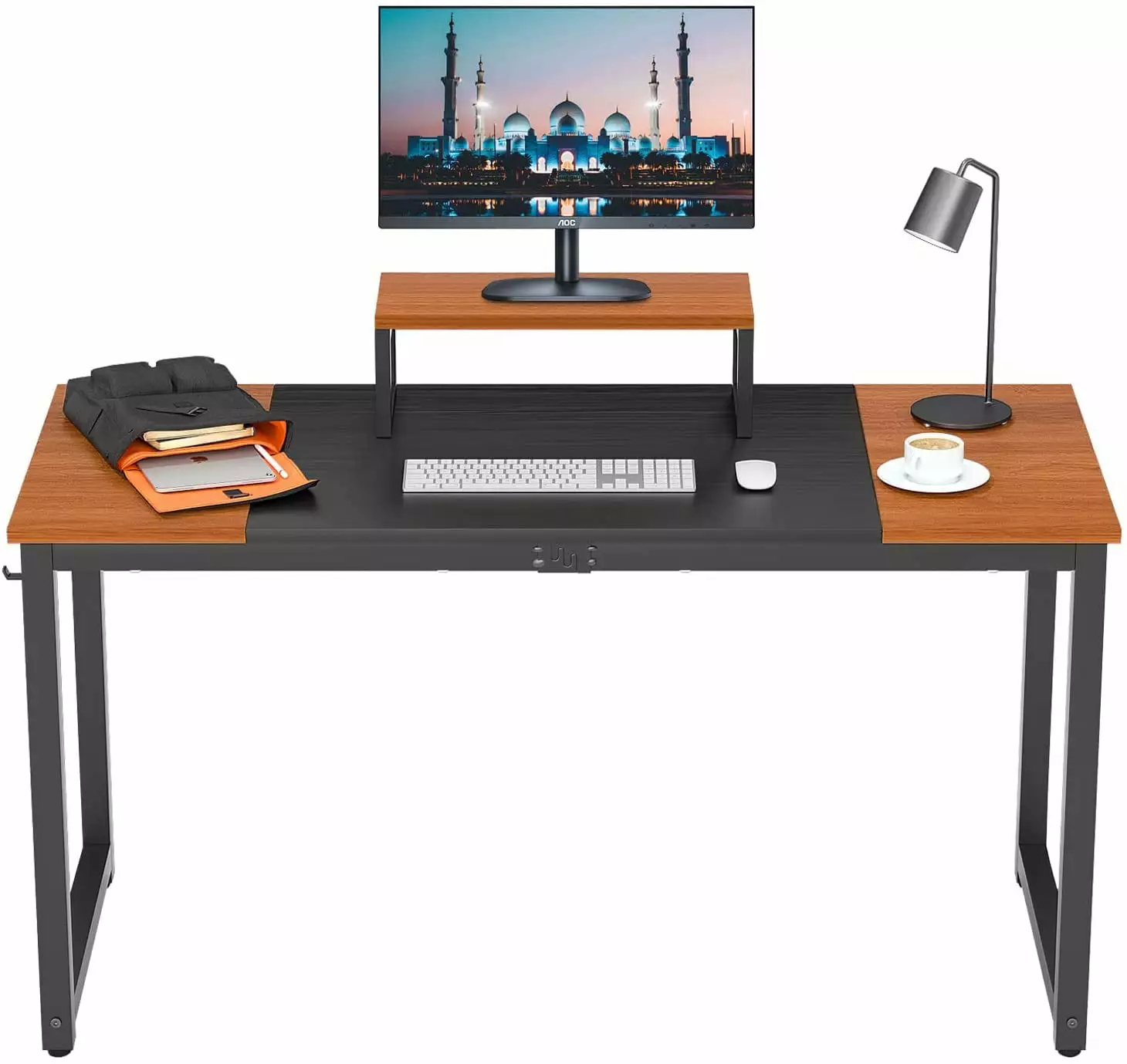 Computer Desk Monitor Riser Large Writing Table Home Office Study Desk Stable Structure Brown dsfggs