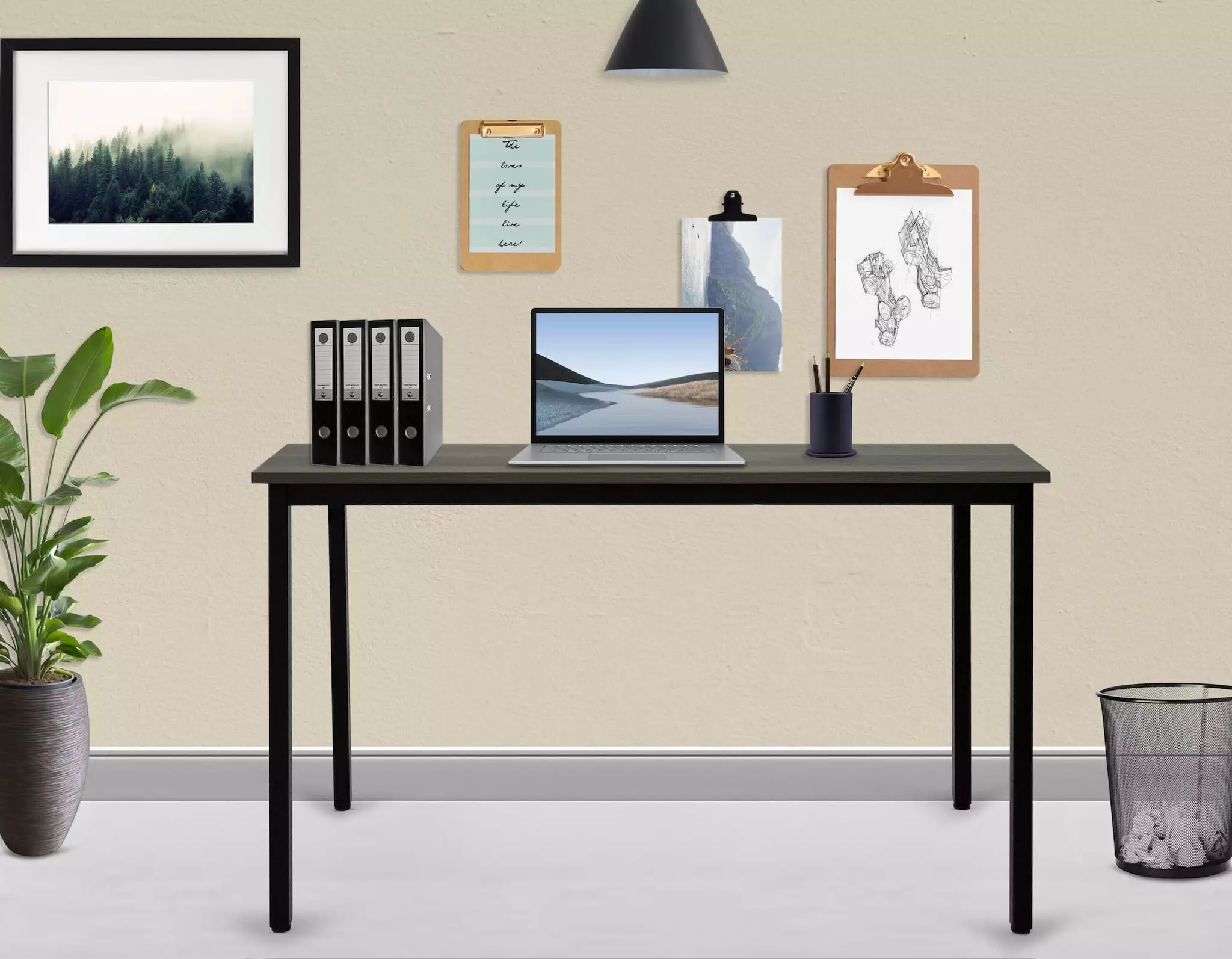 Duramax Modern Atlas Table Slate Pine Office Study Gaming Table