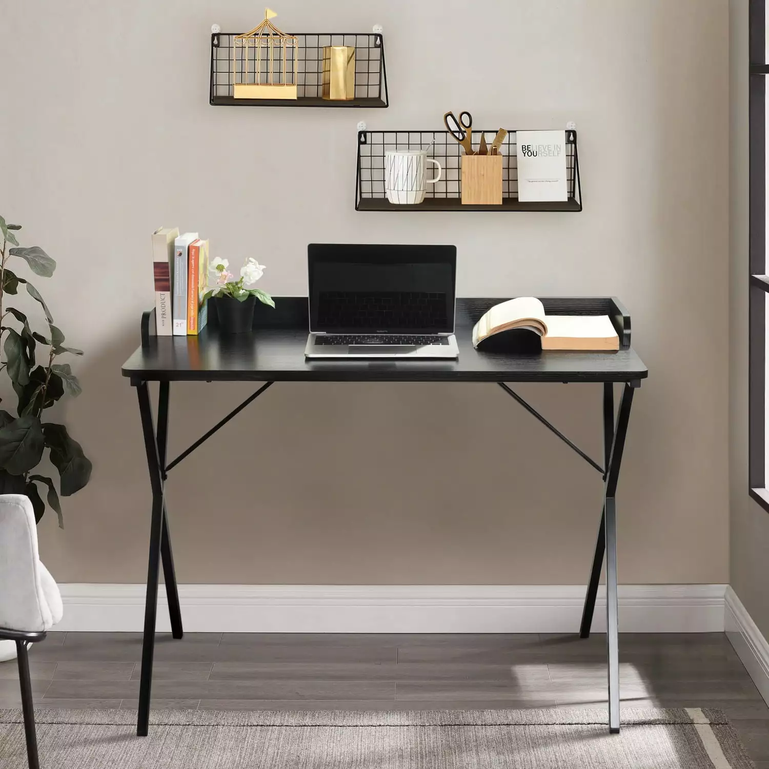 Computer Writing Desk 39 Inch Raised Edge Modern Gaming PC Laptop Desk Home Office Workstation FurnitureR