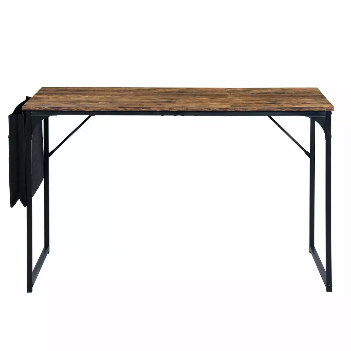 Homy Casa Computer Desk 40 Inch Study Writing Table Storage Bag Space Saving Home Office Black Frame Brown Top
