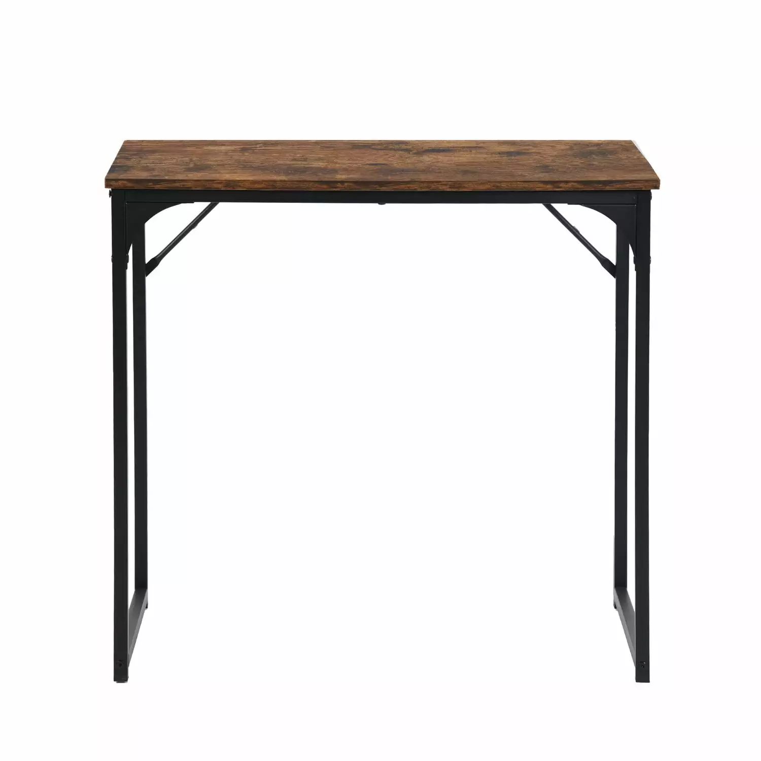Homy Casa 32 Inch Computer Desk Vintage Brown Table Top and Black Metal Frame