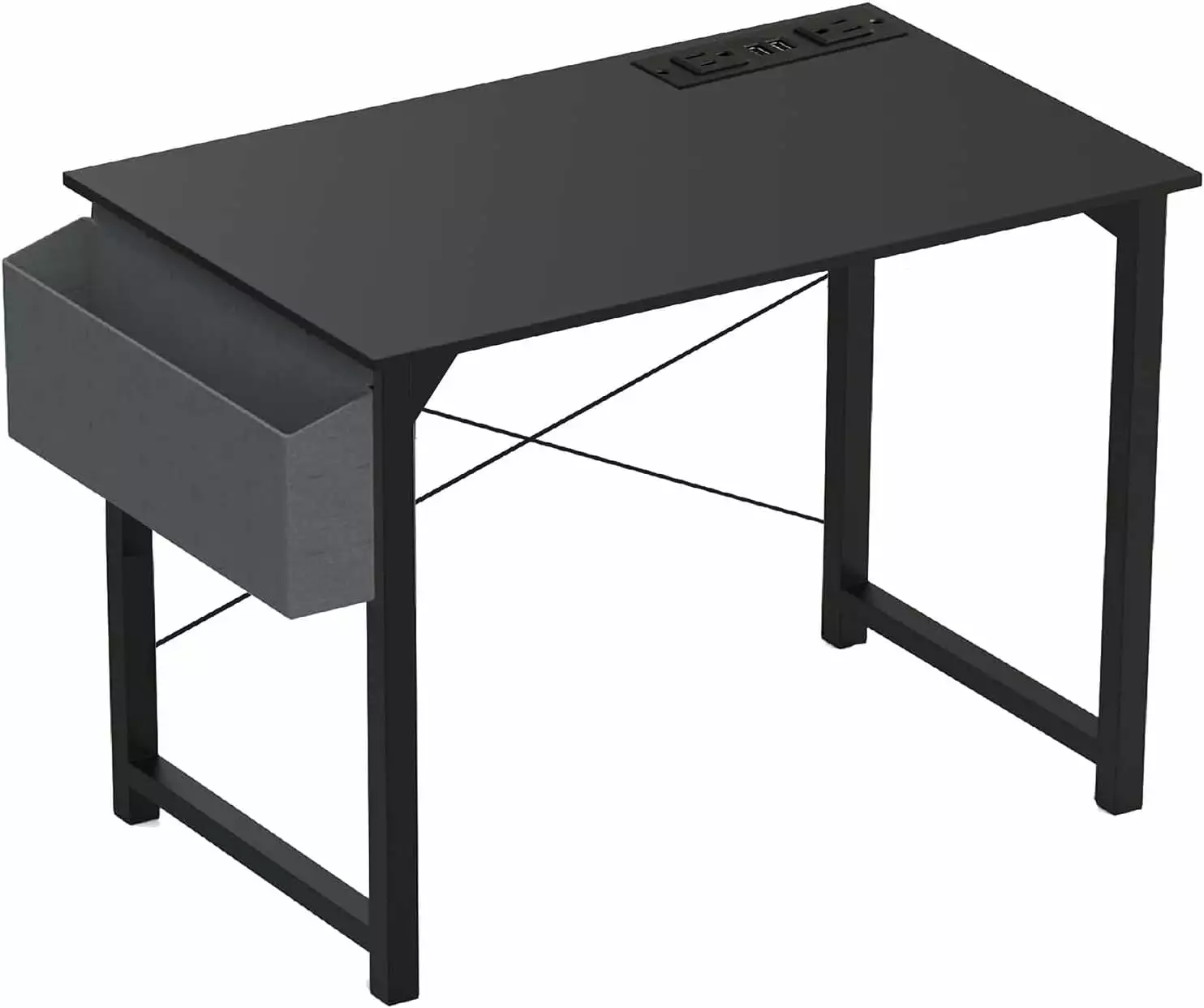 47.5 Inch Computer Office Desk Power Outlets USB Charging Port and Storage Bag Modern Home Gaming Desk LHY