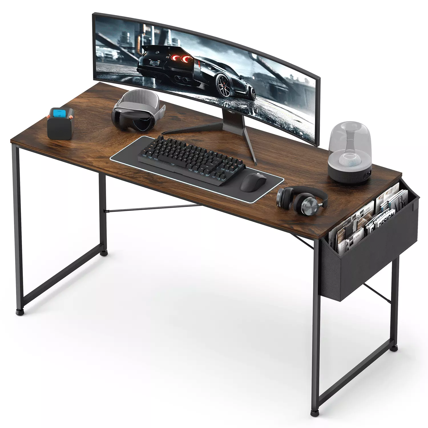 Magshion 55 Inch Computer Desk Storage Bag - Rustic Brown Workstation Office