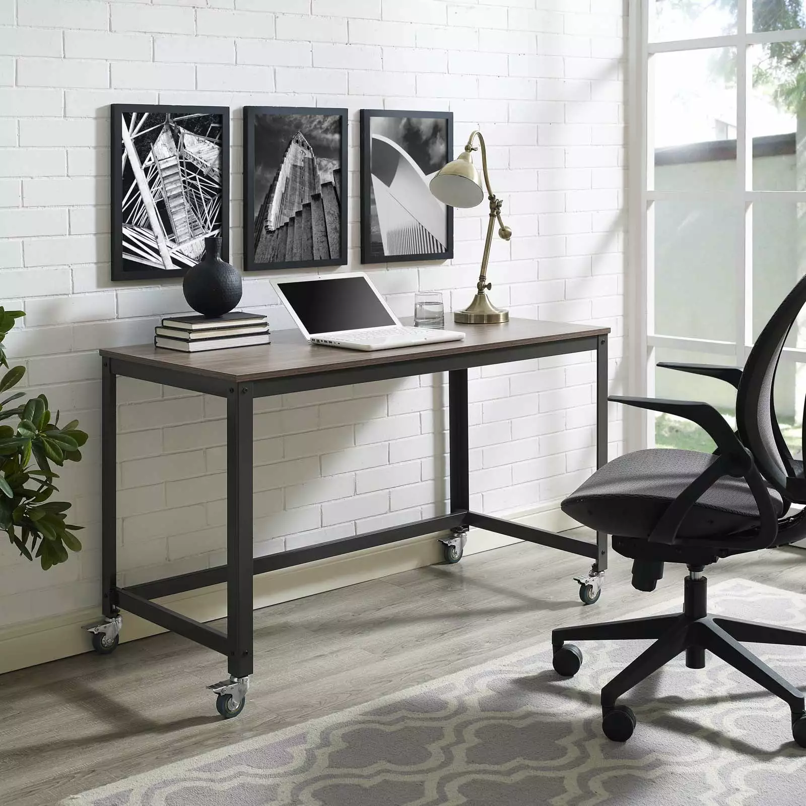 Modway Vivify Computer Office Desk Gray Walnut - Modern Workstation Home Office