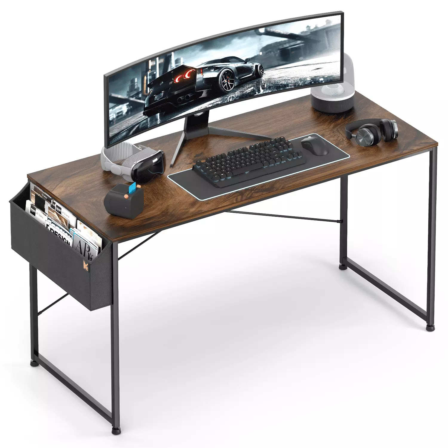 MoNiBloom 55 Inch Computer Desk Storage Bag - Rustic Brown Workstation Home Office