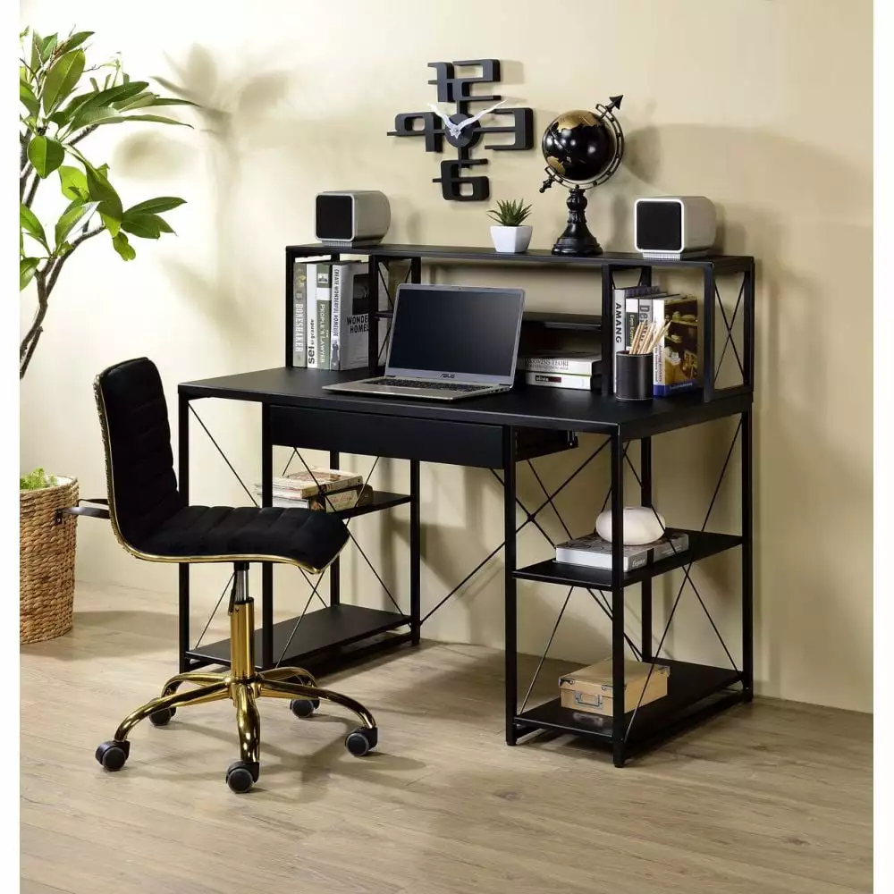 Tcbosik Amiel Desk 47 x 24 Black Computer Desk Music Recording Studio and Home Office