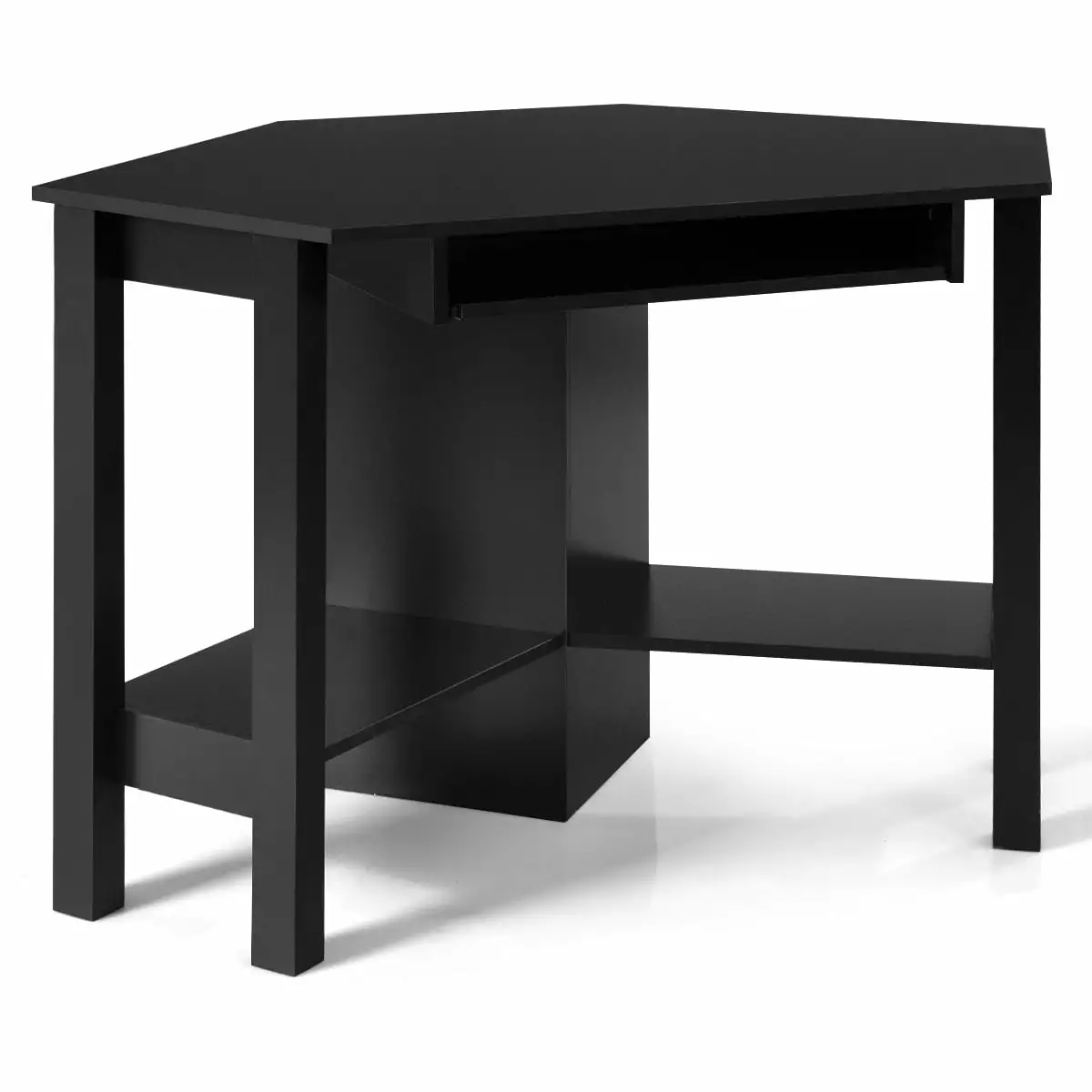 Topbuy Wooden Corner Computer Desk Drawer Office Study Black
