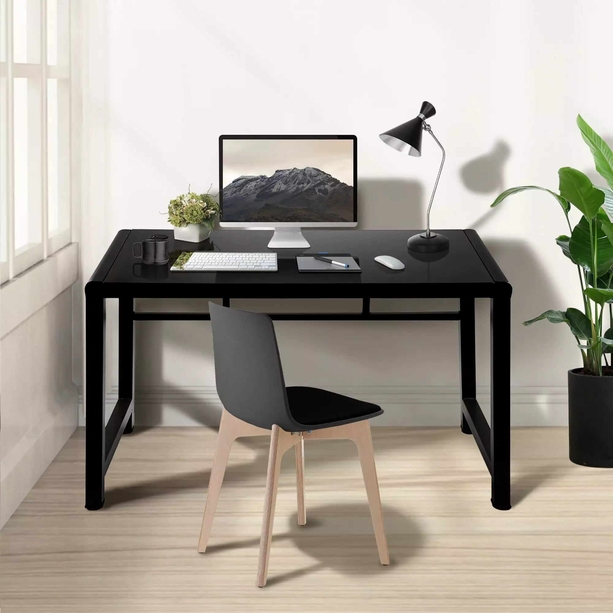 TY Arts & Culture Modern 47 Office Computer Desk Metal Frames Black - Study Table