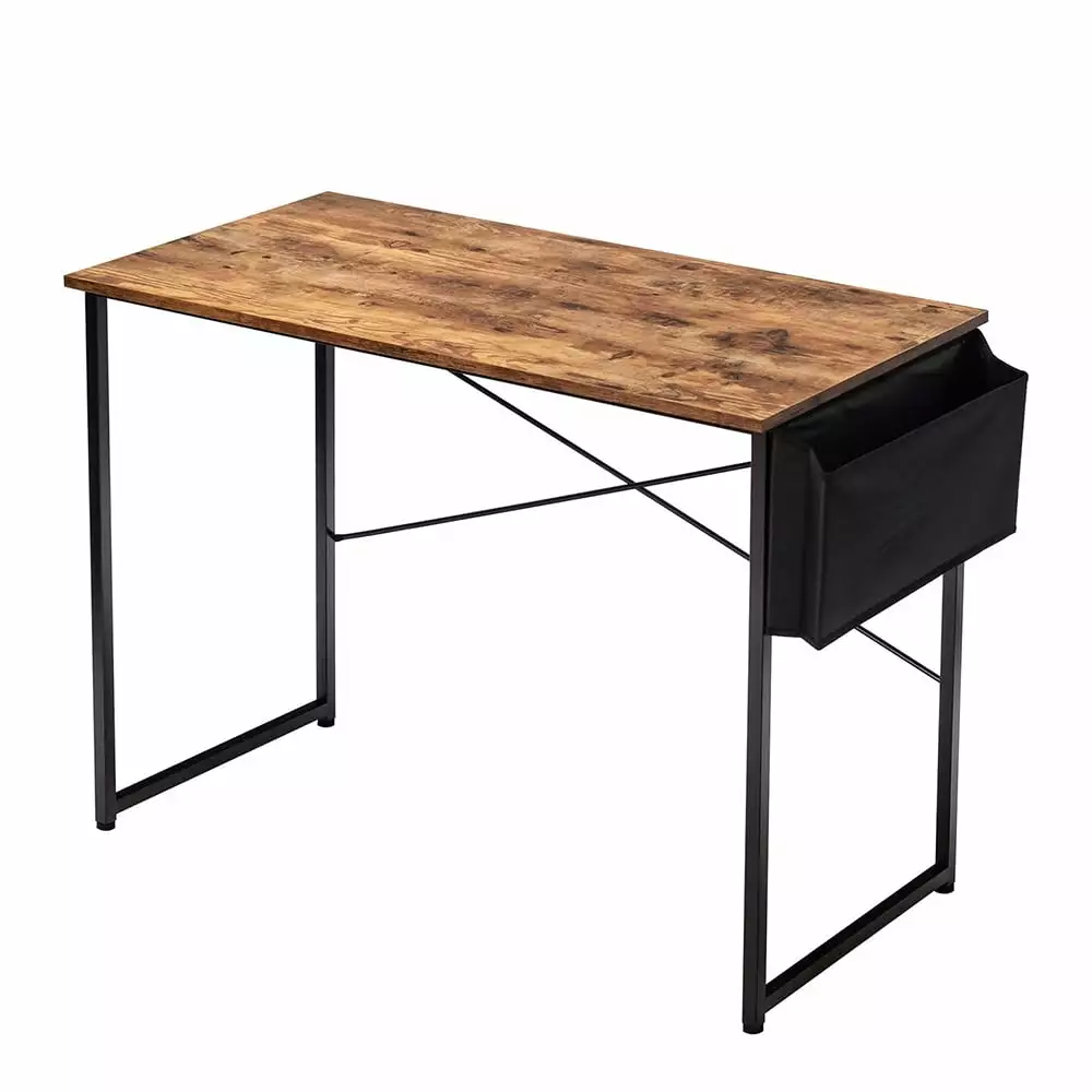 40 Inch Home Office Computer Desk Storage Bag Study Writing Desk Small Space Bedroom Living Room Rustic Brown Unbrand