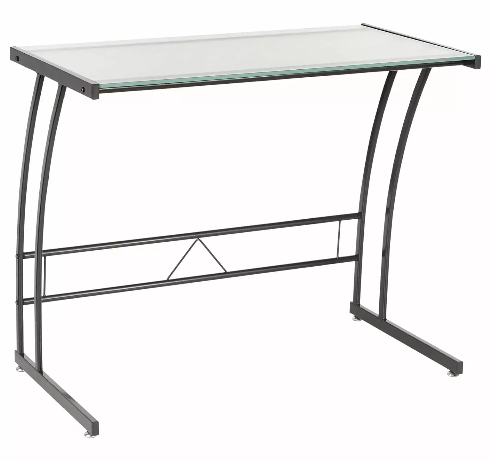 XylehR Single Bit Computer Desk Home Office Black Glass Small Desk Bedroom Gaming Contemporary Desk