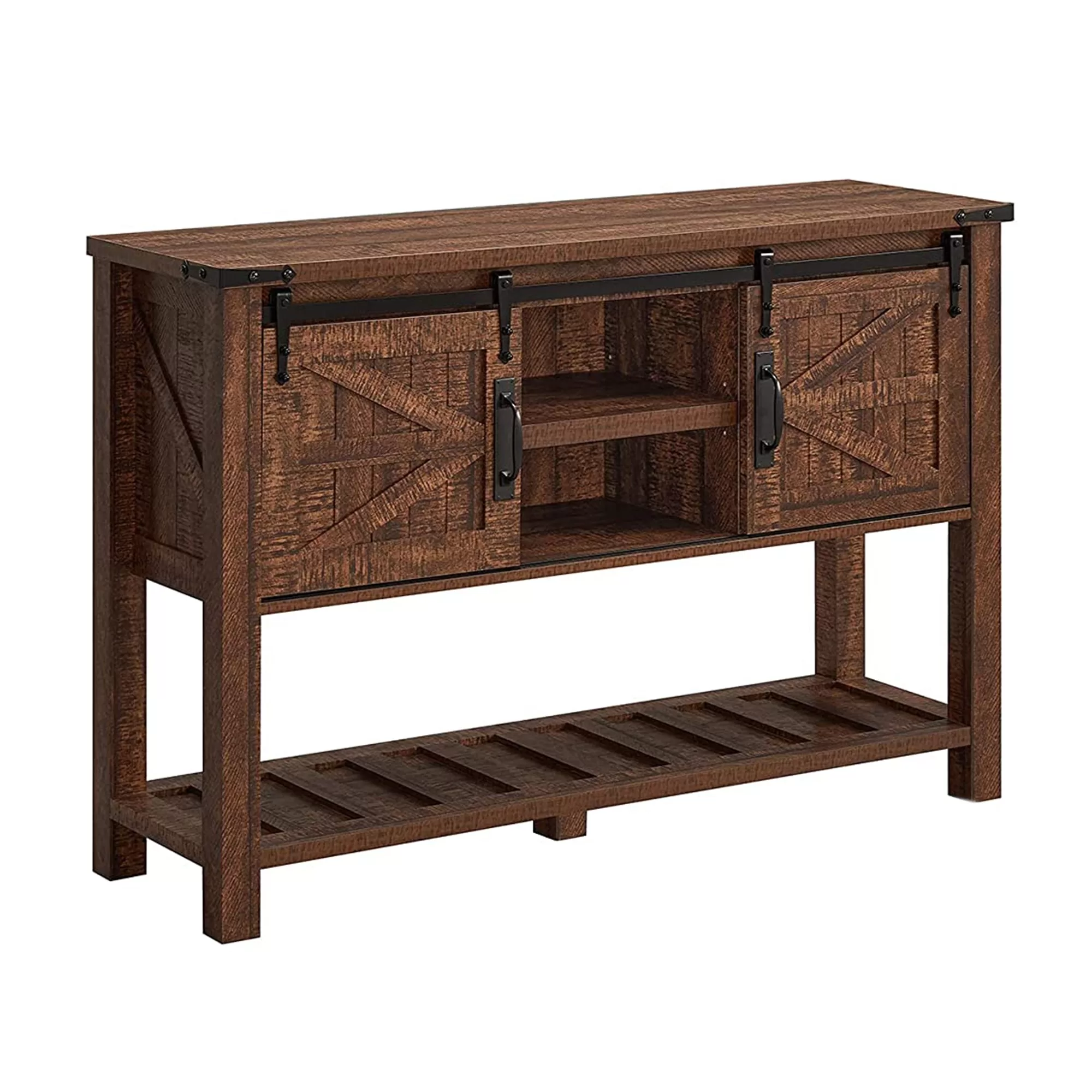 OKD Farmhouse Console Entryway Table Sliding Barn Doors Reclaimed Barnwood