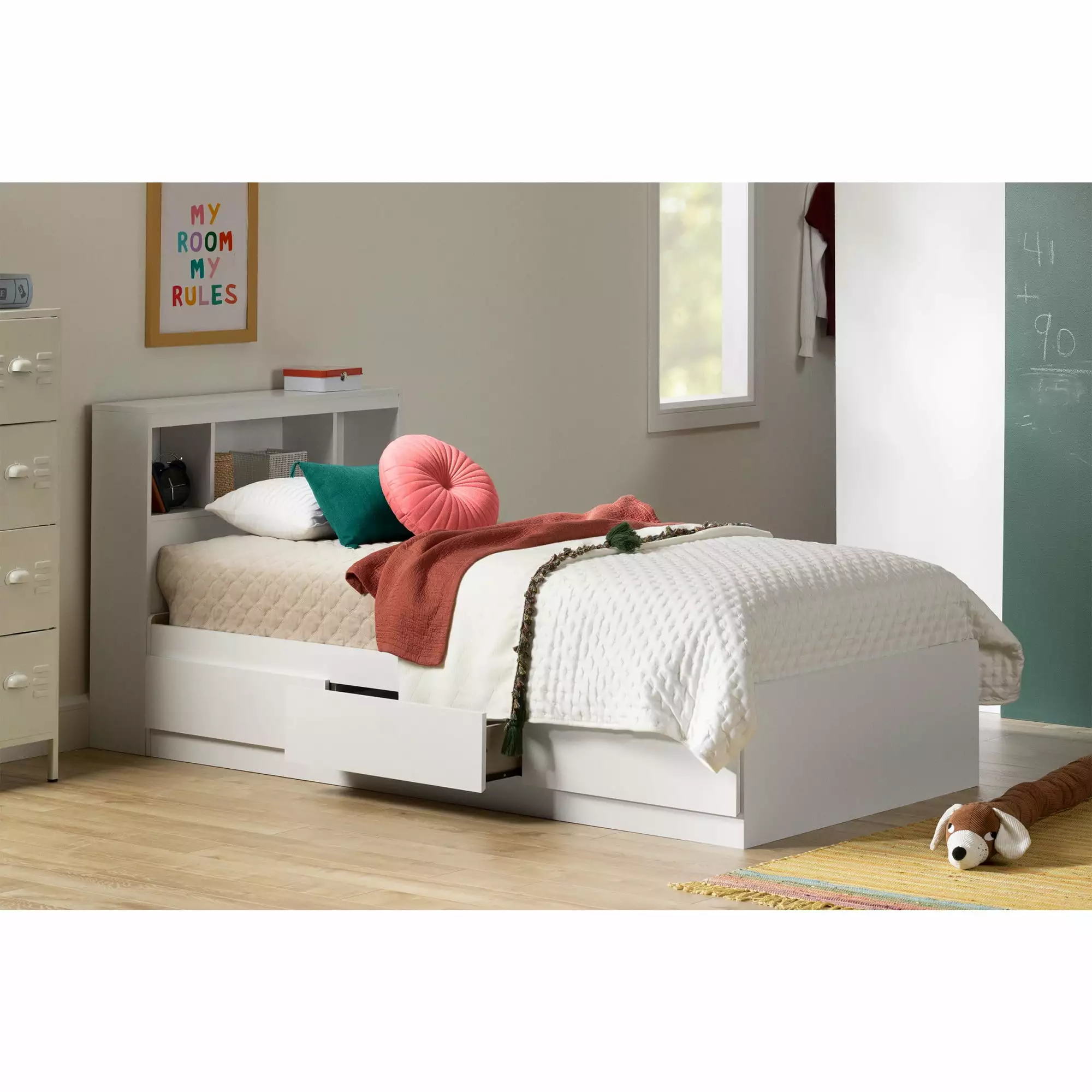 South Shore Reevo Contemporary Twin White Bed Modern Design