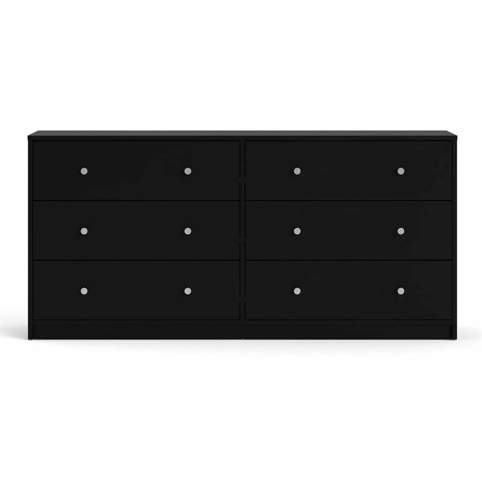 Pemberly Row Contemporary 6 Drawer Double Dresser Black - Bedroom Storage Cabinet