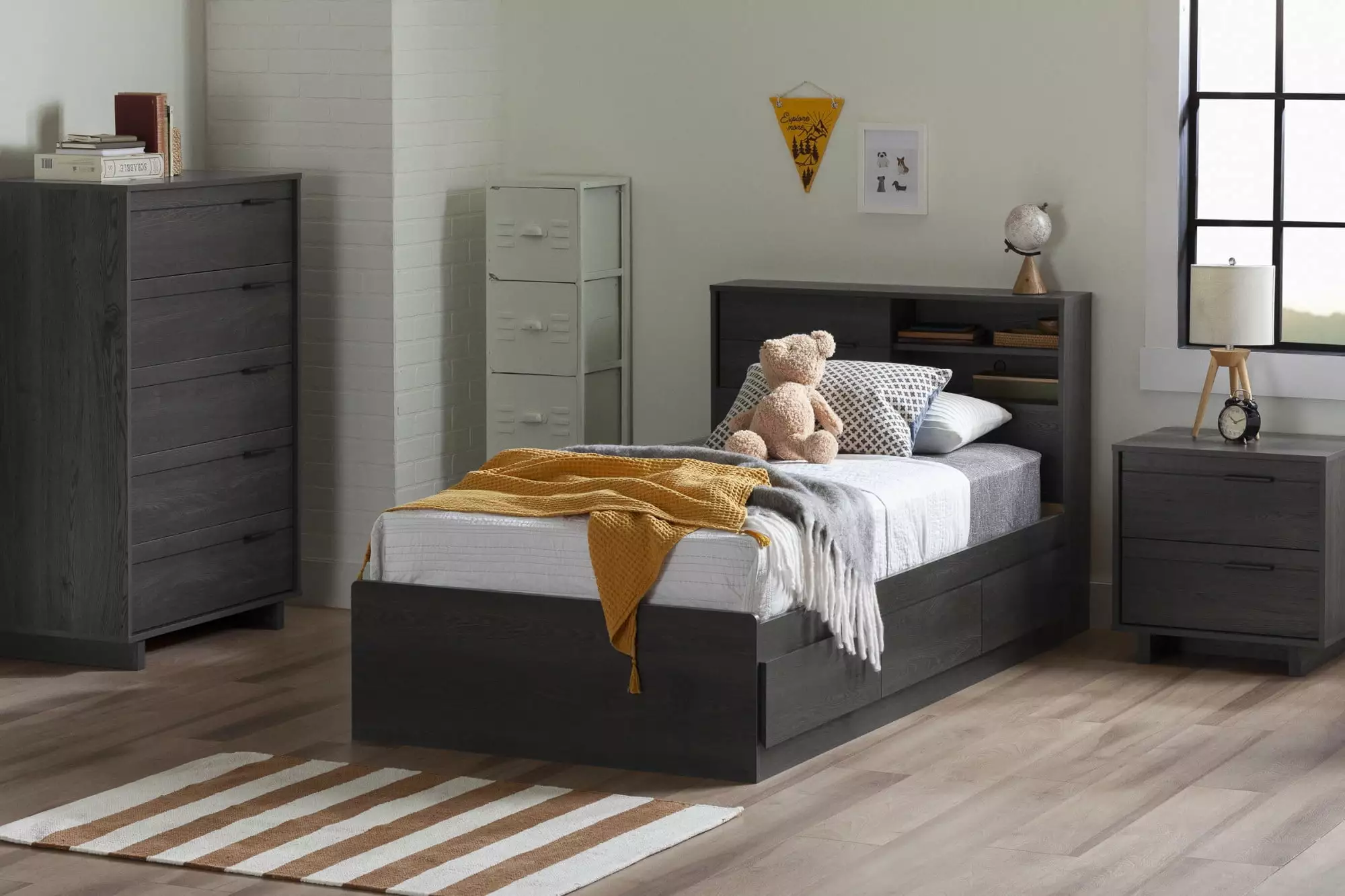 South Shore Fynn Contemporary 5-Drawers Dresser Gray Oak Modern Bedroom Storage