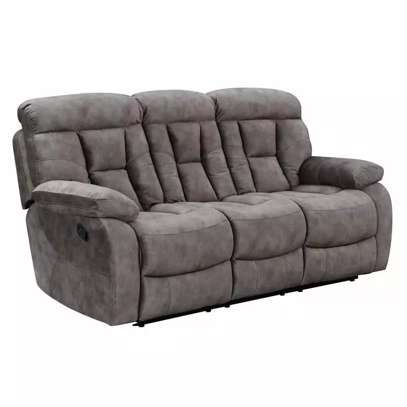 Bowery Hill Contemporary Recliner Sofa Mushroom Gray Finish Modern Living Room Furniture