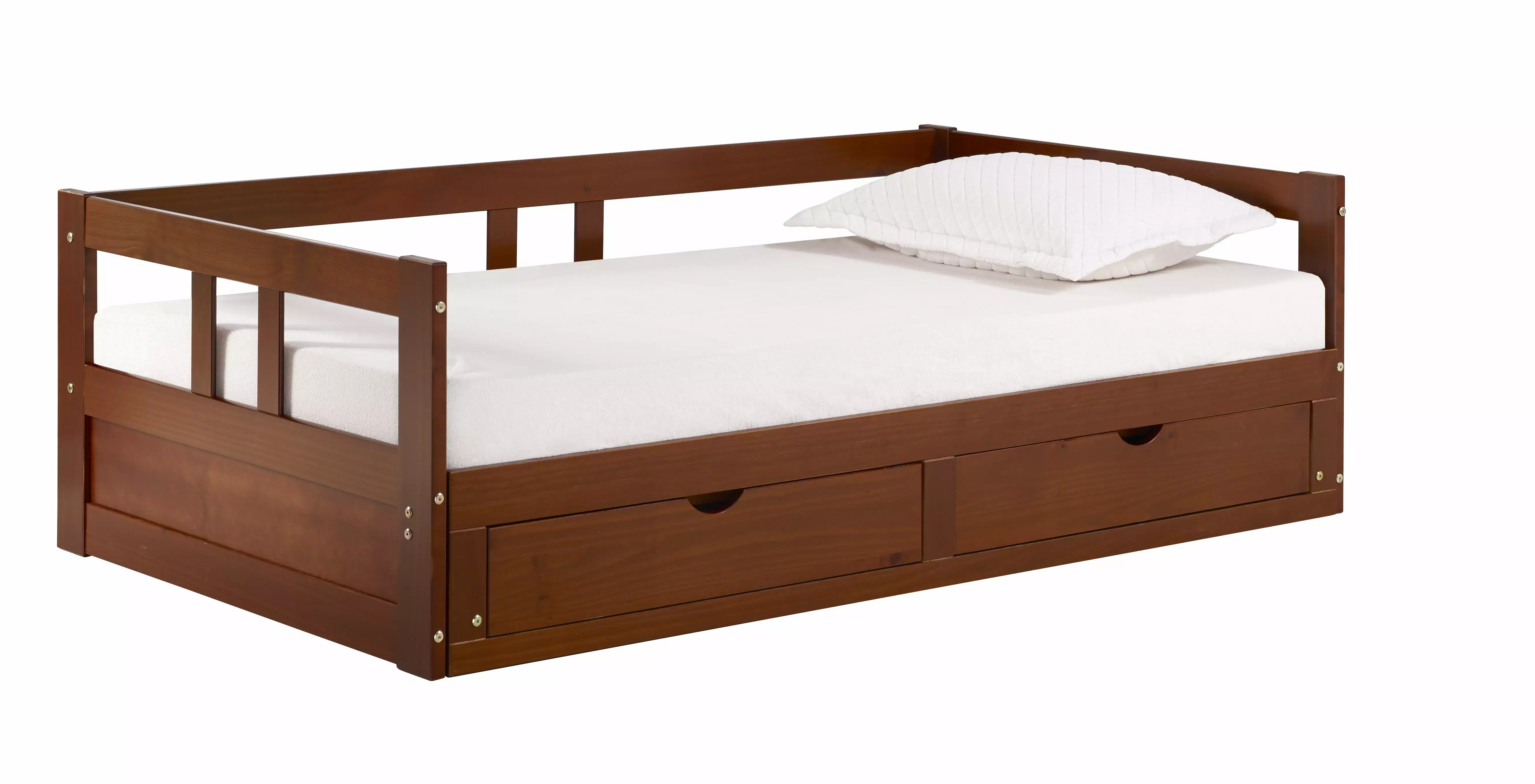 Melody Twin to King Extendable Day Bed Storage - Chestnut Finish Alaterre