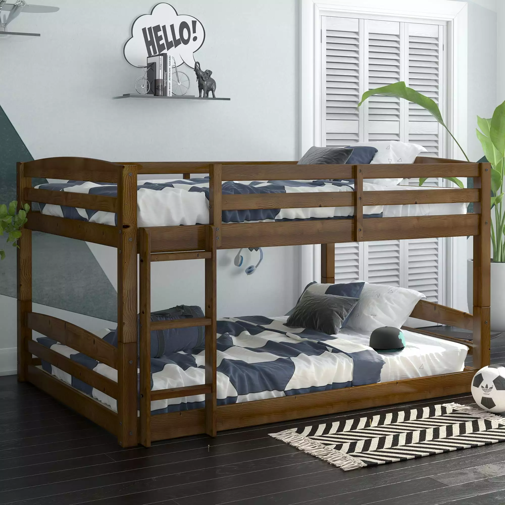 Better Homes & Gardens Tristan Full-over-Full Convertible Floor Bunk Bed Mocha