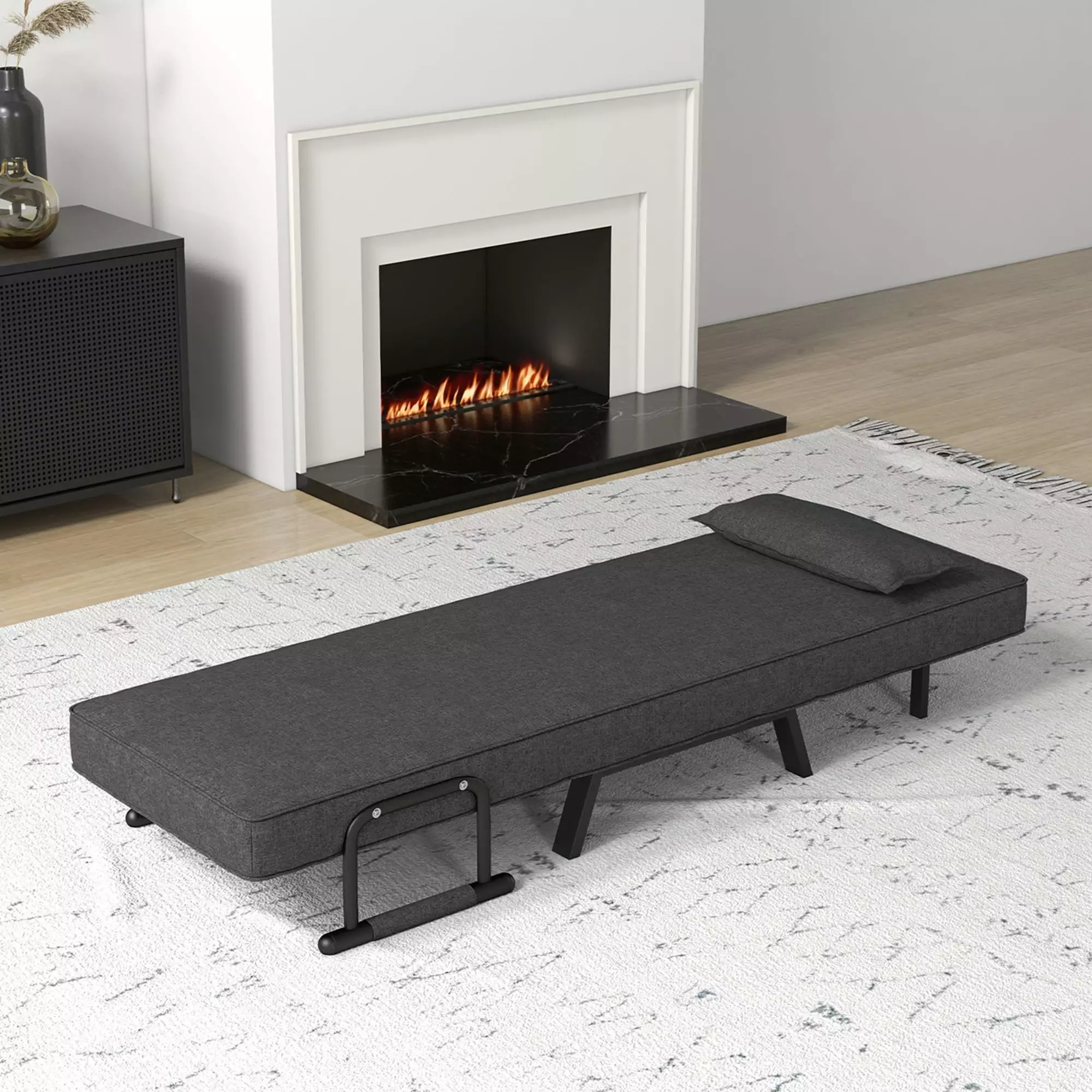 Costway Folding 6 Position Convertible Sleeper Bed Armchair Lounge Couch Pillow Gray