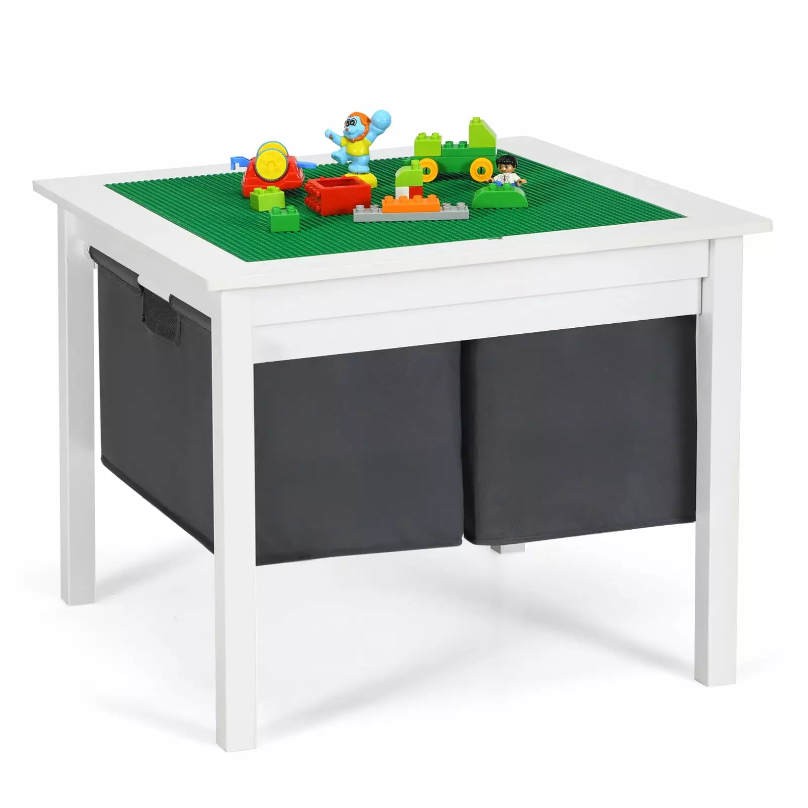 Infans 2--1 Kids Double-sided Activity Building Block Table Storage Drawers White