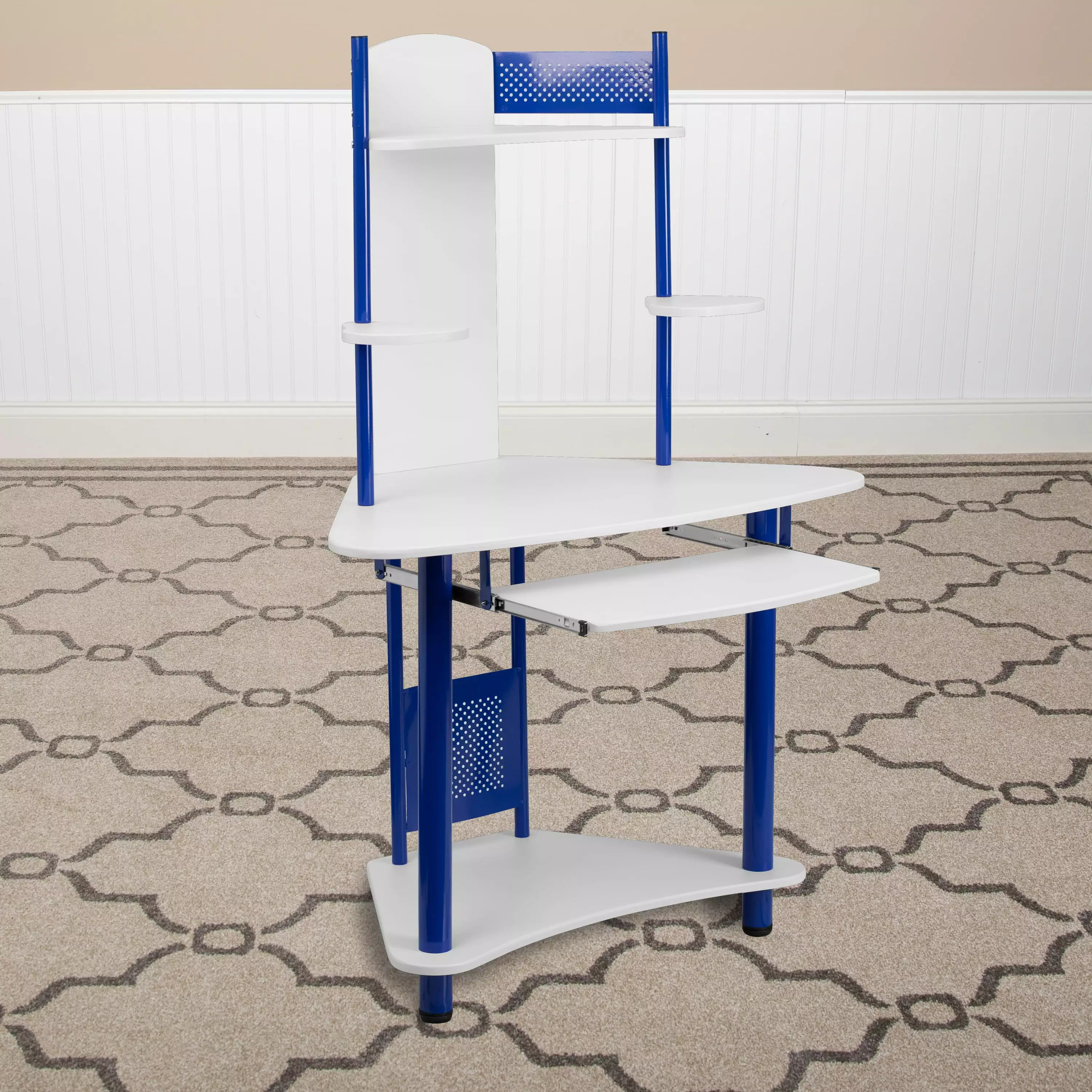 Flash Furniture Blue Corner Computer Desk Hutch