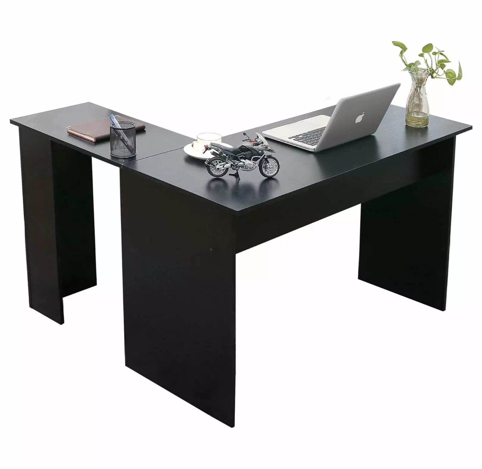 ZJINJIN Small Corner Computer Desk - Dark Brown Modern L Shaped Simplest Gaming Desk Writing Workstation Small Spaces