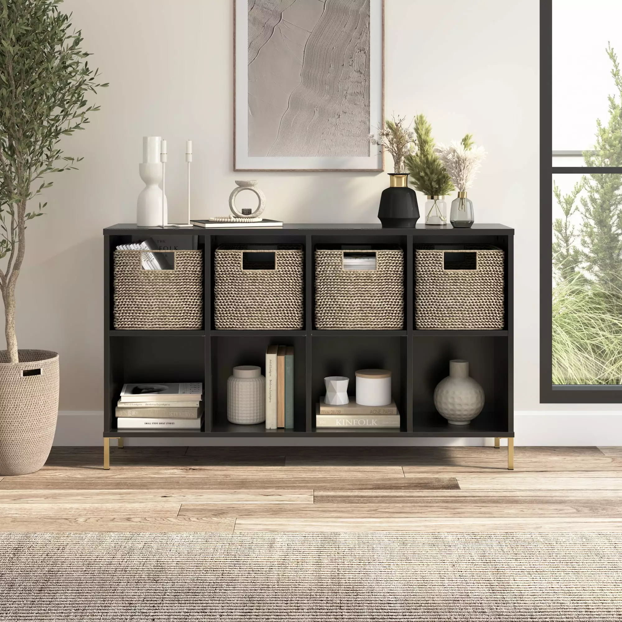 Bush Furniture Soho 8 Cube Arranger Storage Organizer Black Home Office Living Room