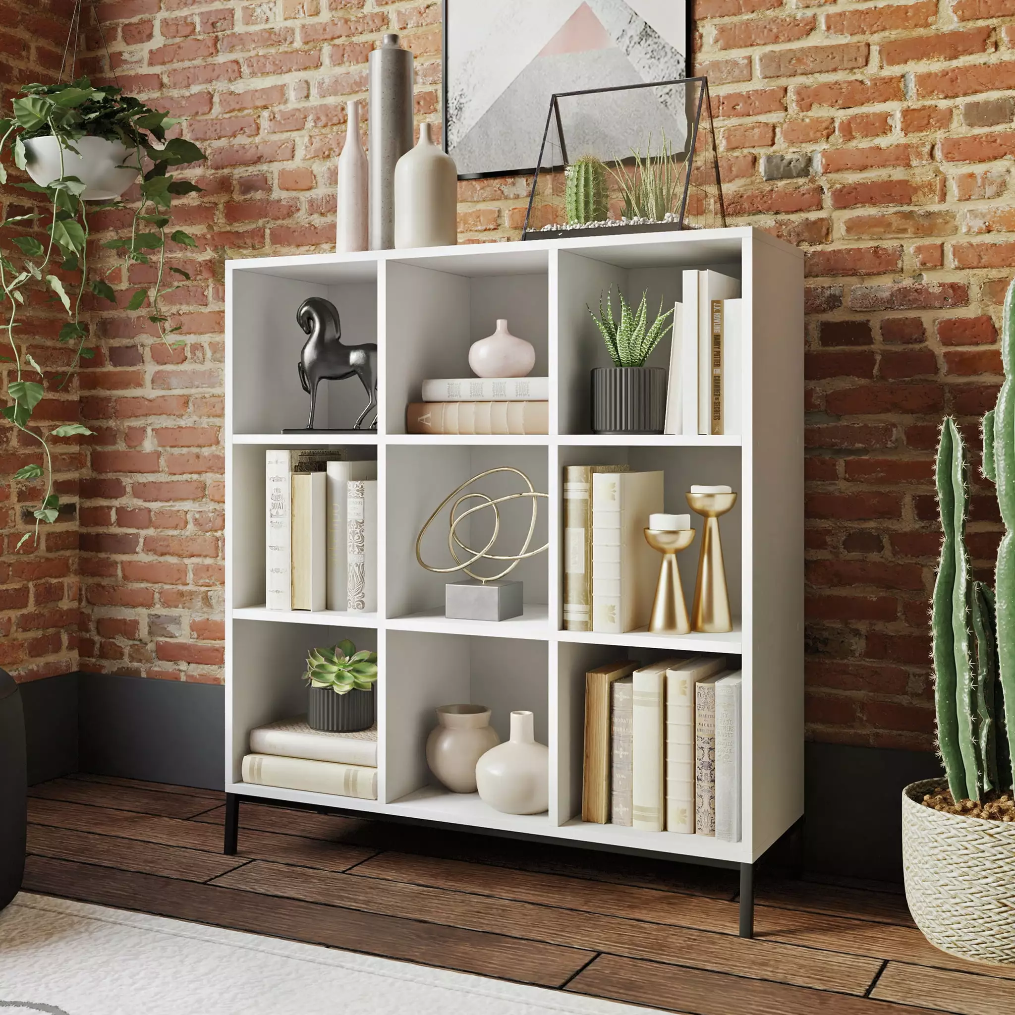 Sauder Curiod 9-Cube Arranger White Finish - Modular Storage Organizer