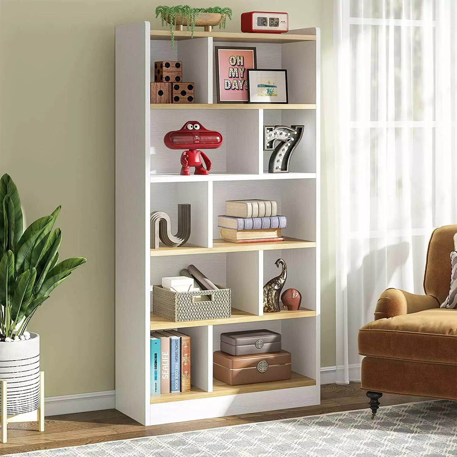 Tribesigns 72-Inch Tall 6-Tier Modern Cube Bookshelf Living Room Bedroom