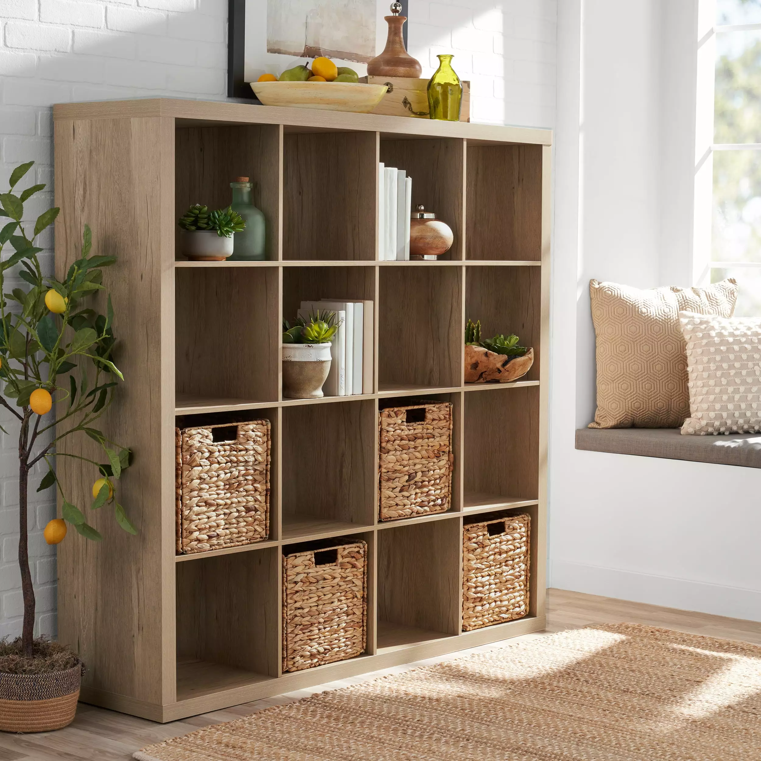 Better Homes Gardens 16-Cube Storage Organizer Natural Modular Shelving Unit Better Homes & Gardens