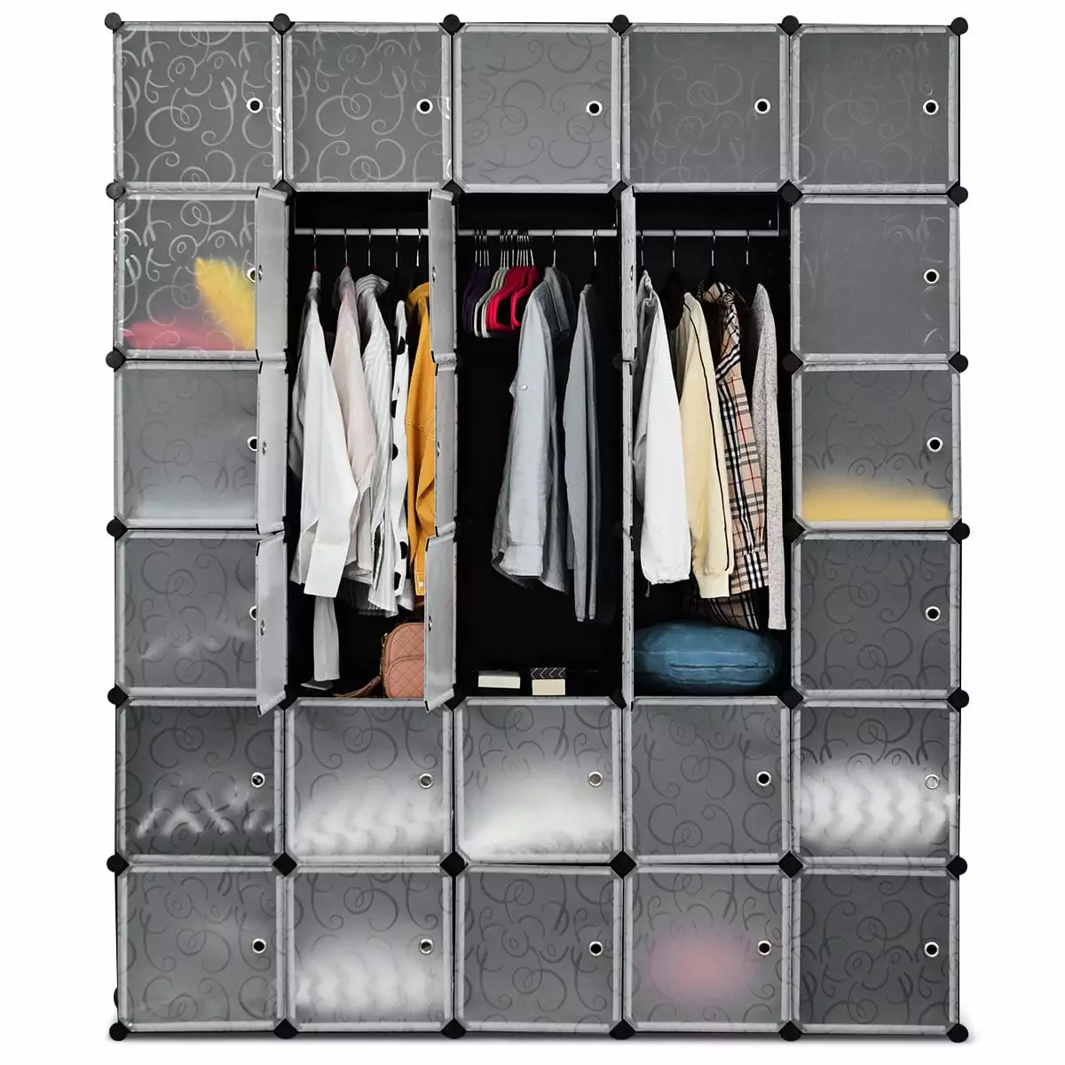 Giantex 30 Cube Storage Organizer Modular Bookcase DIY Plastic PP Closet Cabinet Doors