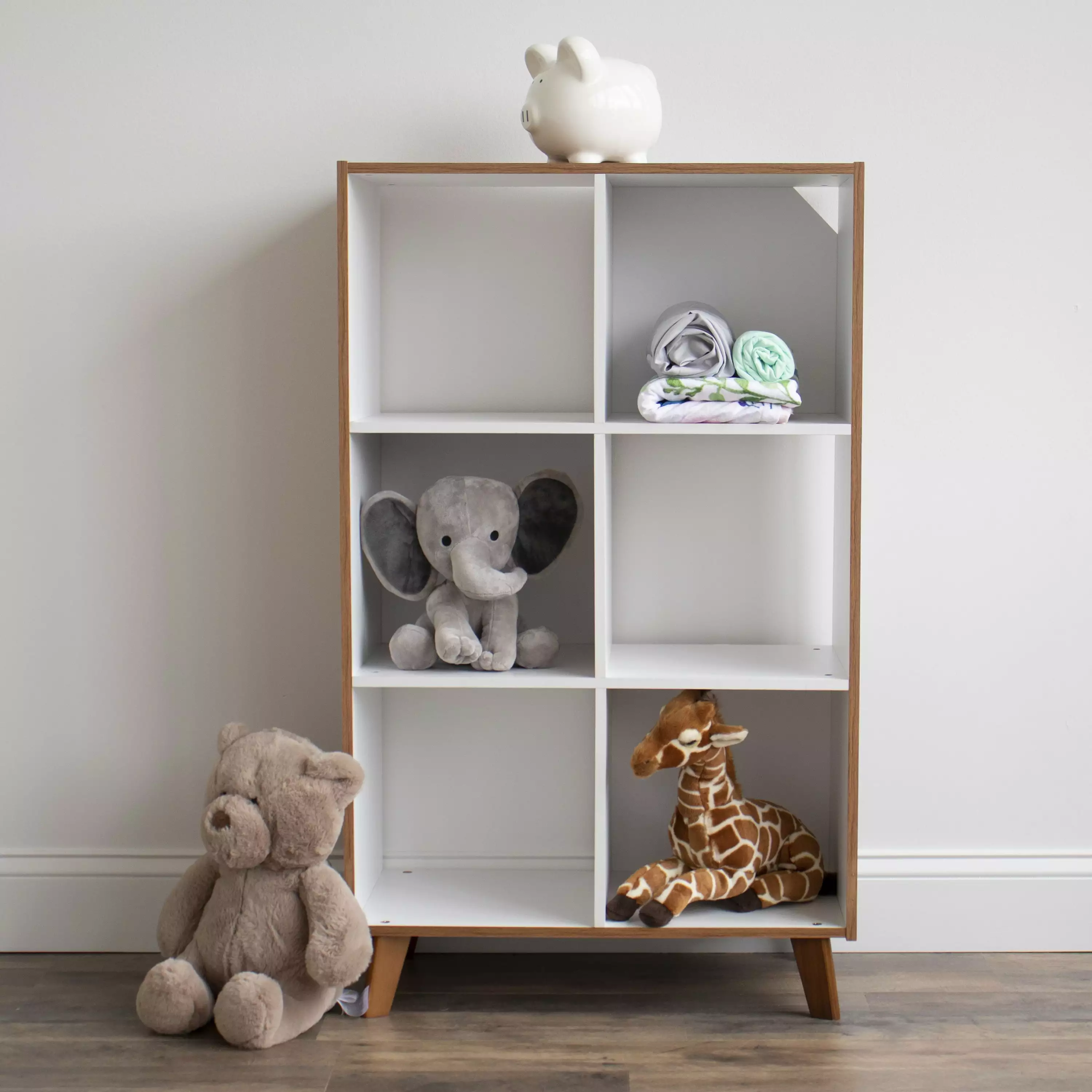 Humble Crew Morgan 6 Cube Toy Storage Mid-Century Arranger Wood White