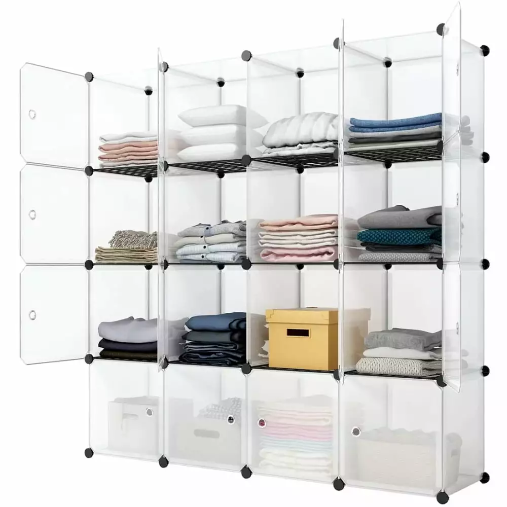 16 Cube Storage Shelf Cube Shelving Bookcase Bookshelf Organizing Closet Toy Arranger White KitMax