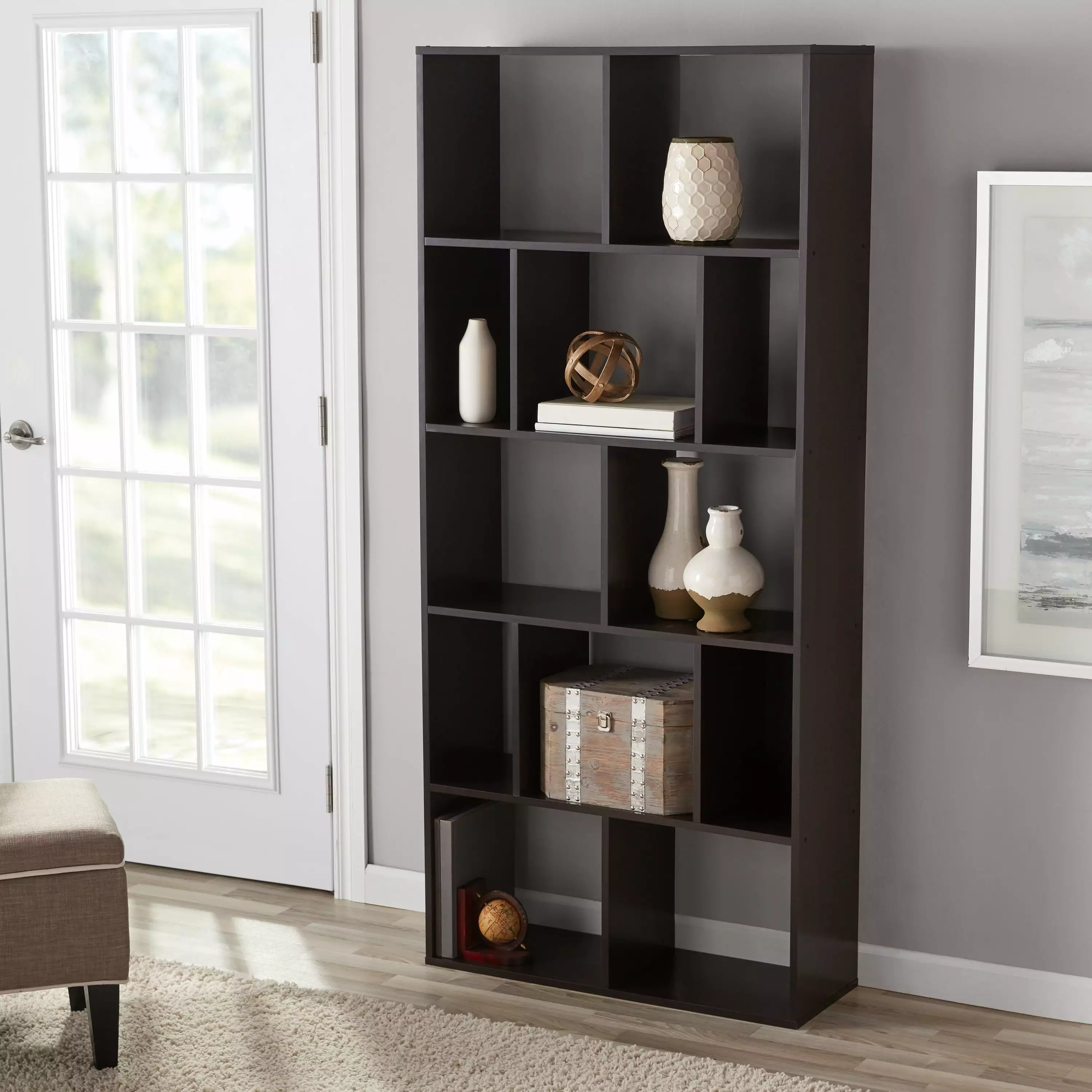 Mainstays Espresso 12 Cube Shelf Bookcase Storage Unit