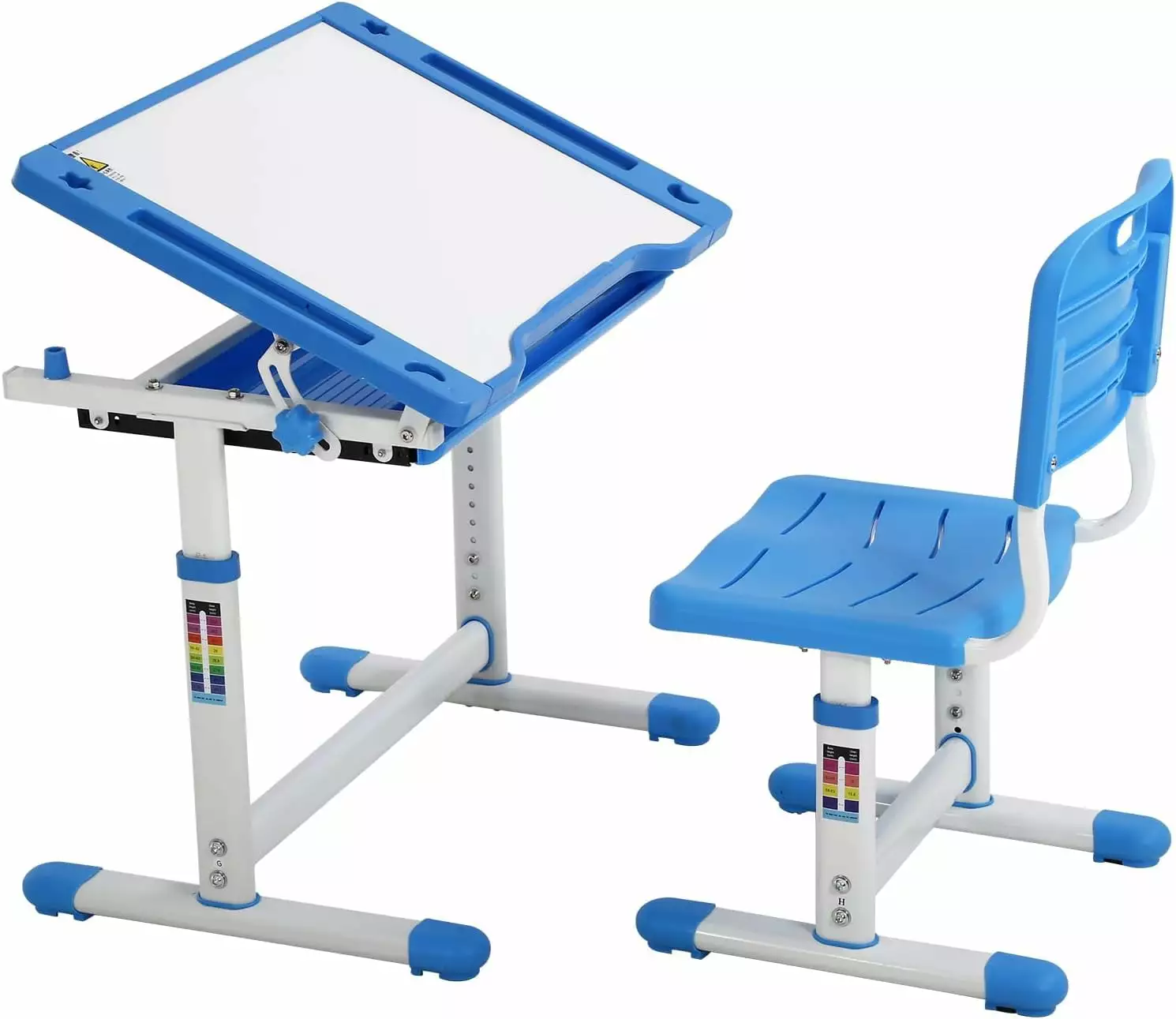 YRLLENSDAN Kids Desk and Chair Set Height Adjustable Child Desk Pull Out Drawer Storage Blue