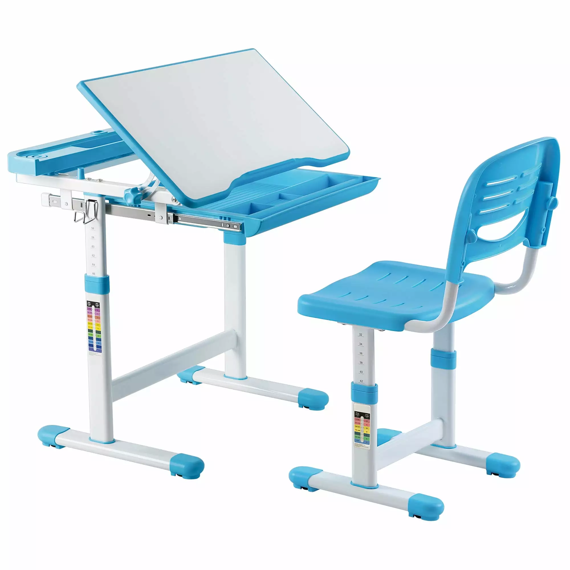 Mount-It Kids Desk and Chair Set Blue Study Writing Table Mount-It!