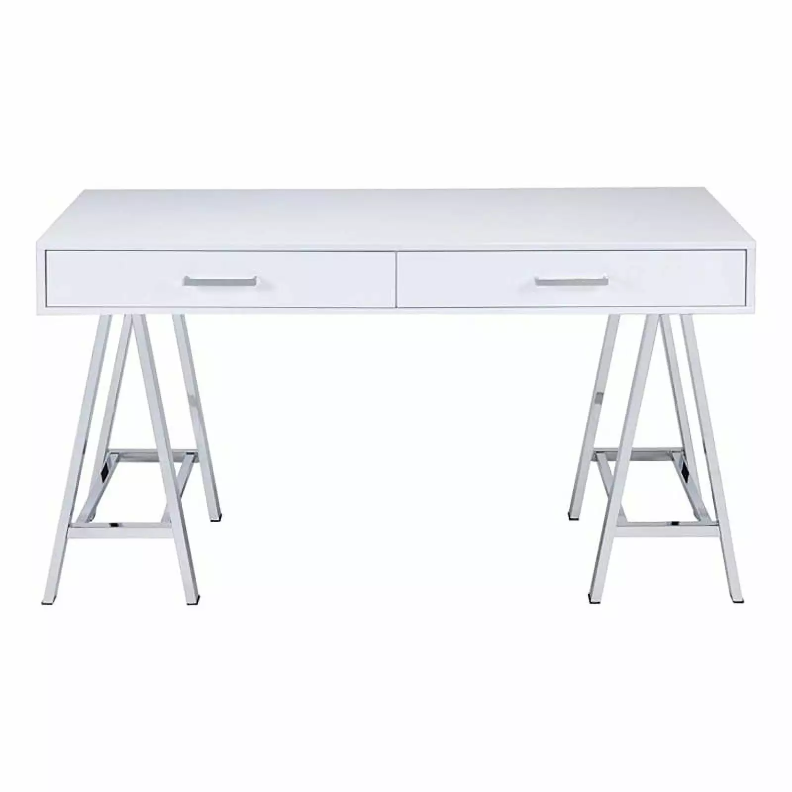 Roseberry Kids 2-Drawer Wood and Metal Home Office Desk White and Chrome Rosebery Kids