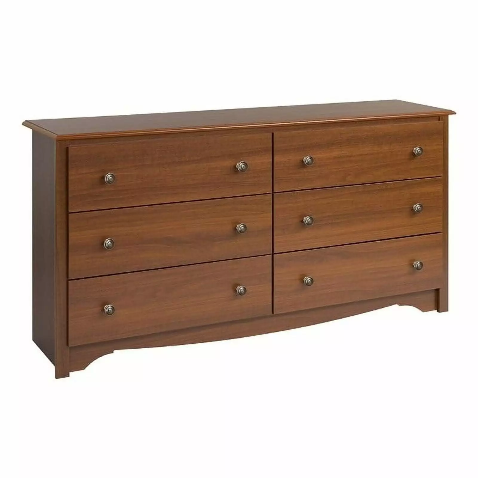 Pemberly Row 6 Drawer Double Dresser Cherry Finish Classic Bedroom Storage Furniture