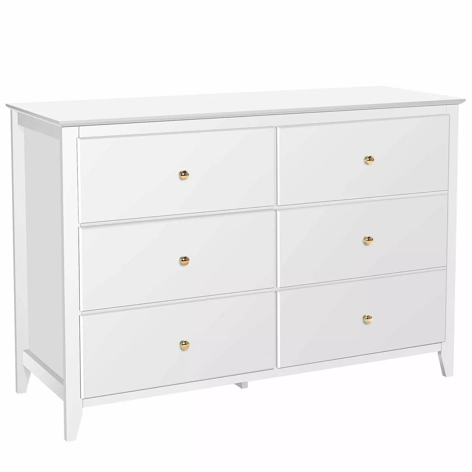 SEJOV White Double Dresser 6 Drawers Bedroom and Kids Room Storage