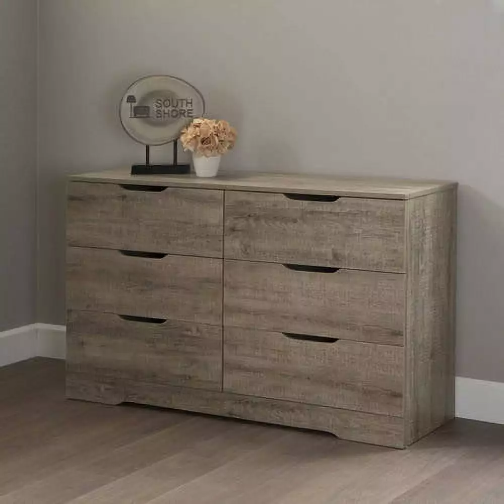 South Shore Holland 6 Drawer Double Dresser Weathered Oak