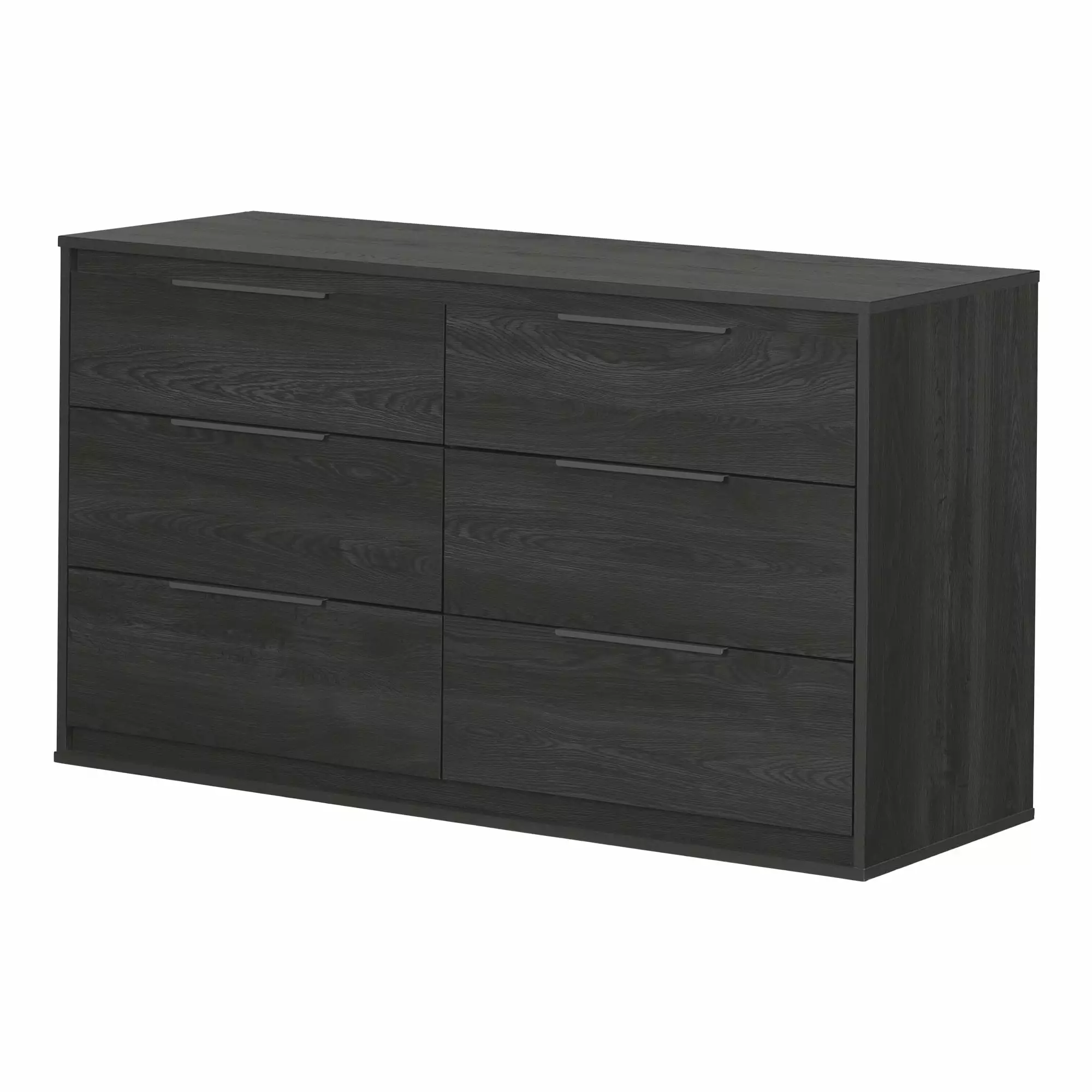 South Shore Hourra Contemporary 6-Drawer Double Dresser Gray Oak Modern Bedroom Furniture