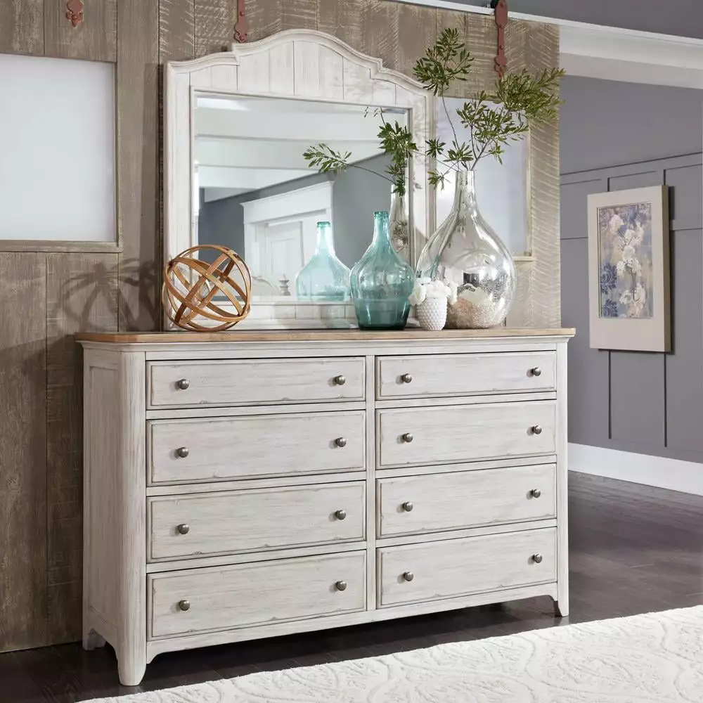 Farmhoutilize Reimagined White Dresser and Mirror Set Bedroom Liberty Furniture