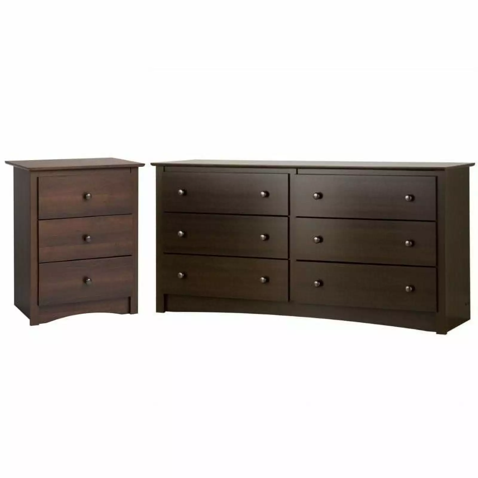 Home Square 2-Piece Set 6-Drawer Dresser and 3-Drawer Tall Nightstand