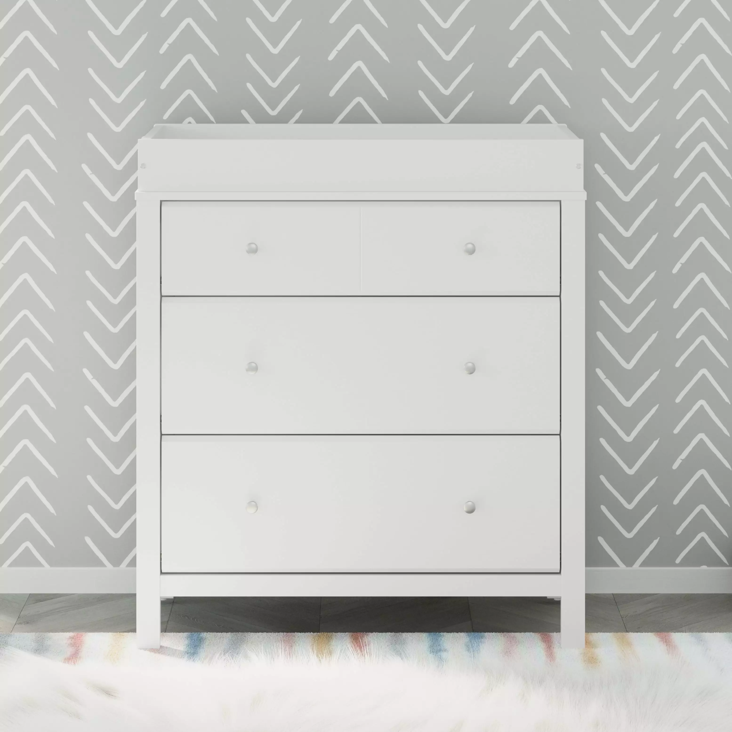 Storkcraft Horizon 3 Drawer Modern Changing Dresser White Nursery
