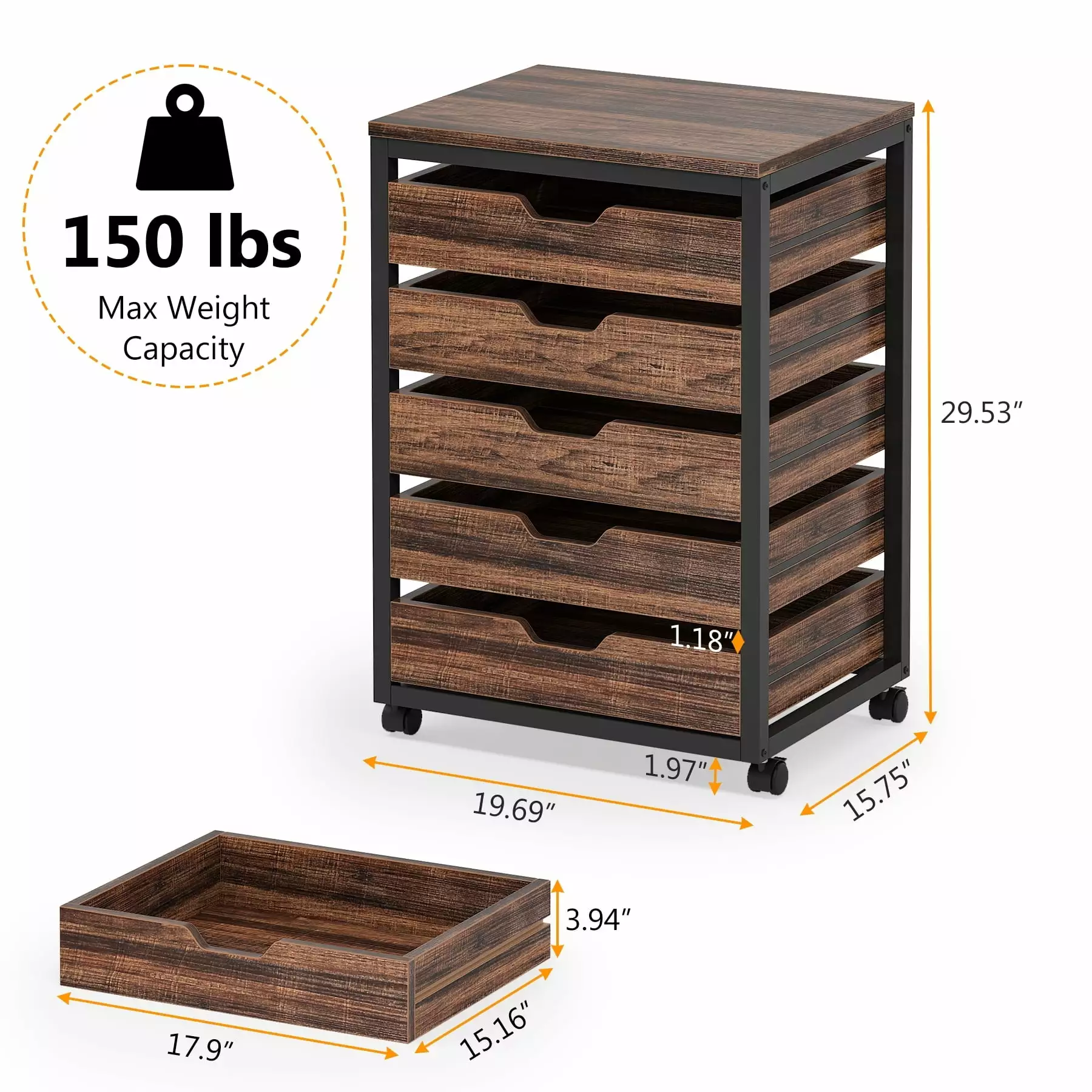 5-Drawer Chest Dark Wood Rustic Brown 7-Drawer Storage Dresser Cabinet Bedroom Bed Bath & Beyond
