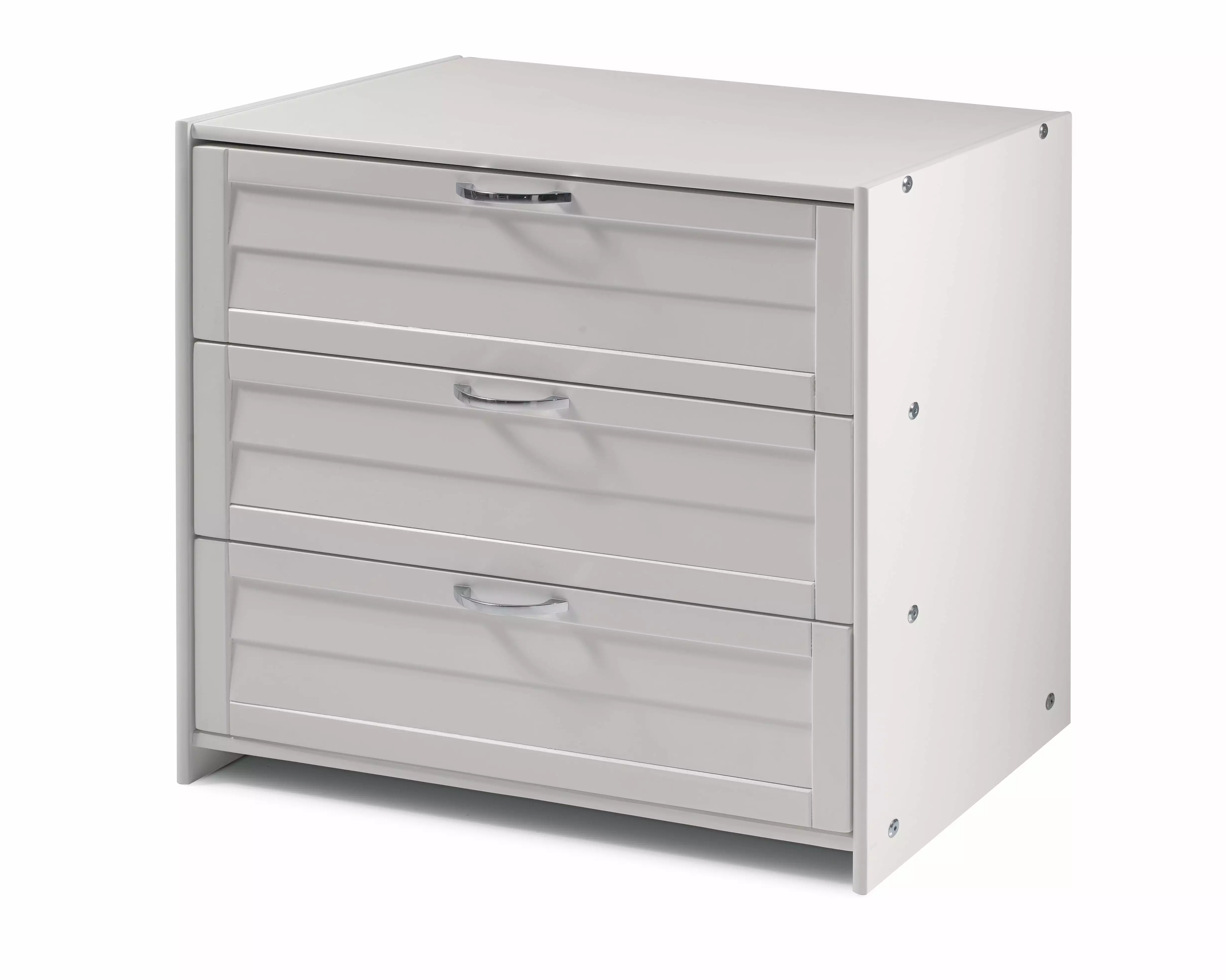 Louver Low Loft 3 Drawer Chest White Donco Kids