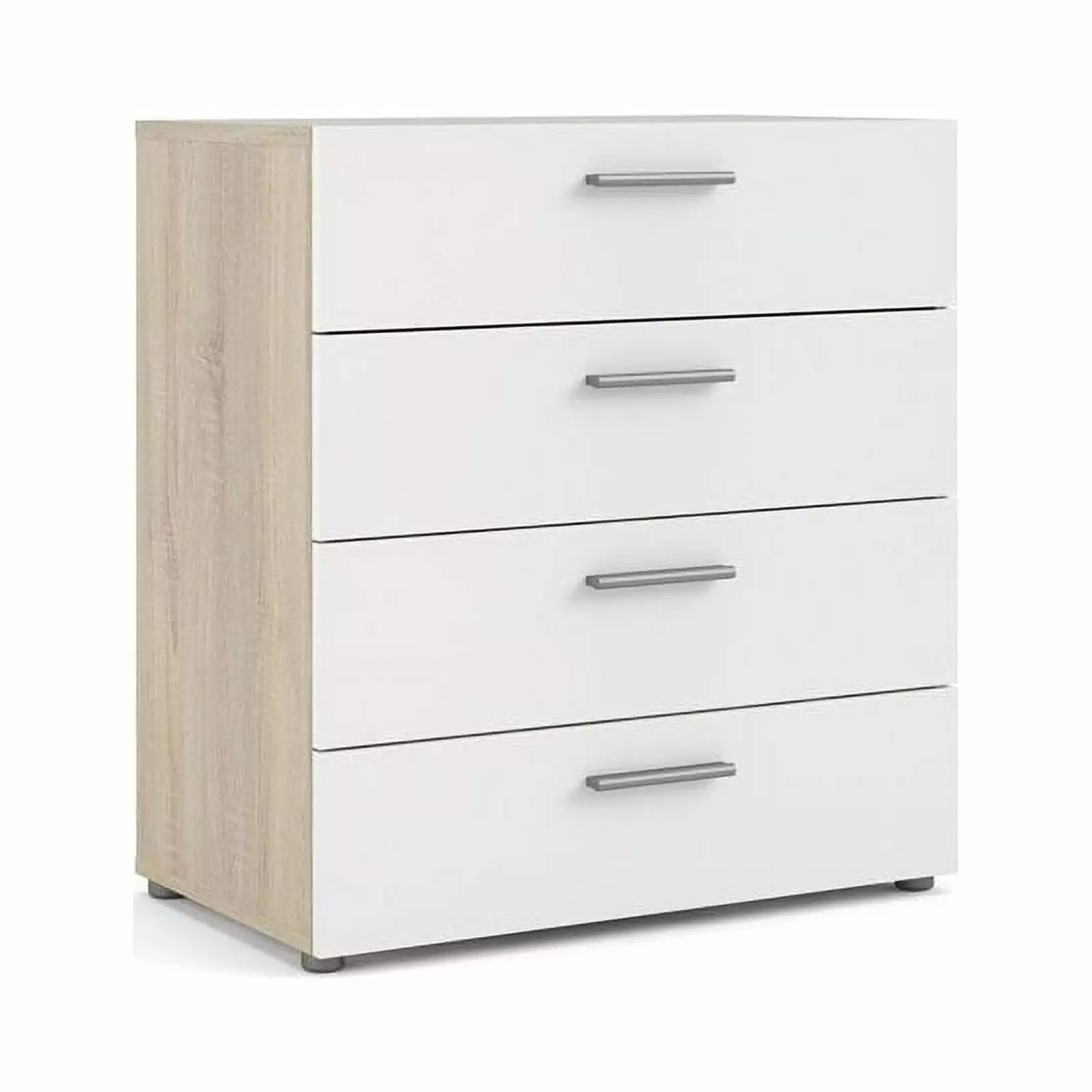 4 Drawer Chest Oak Structure White High Gloss Storage Dresser Cooper