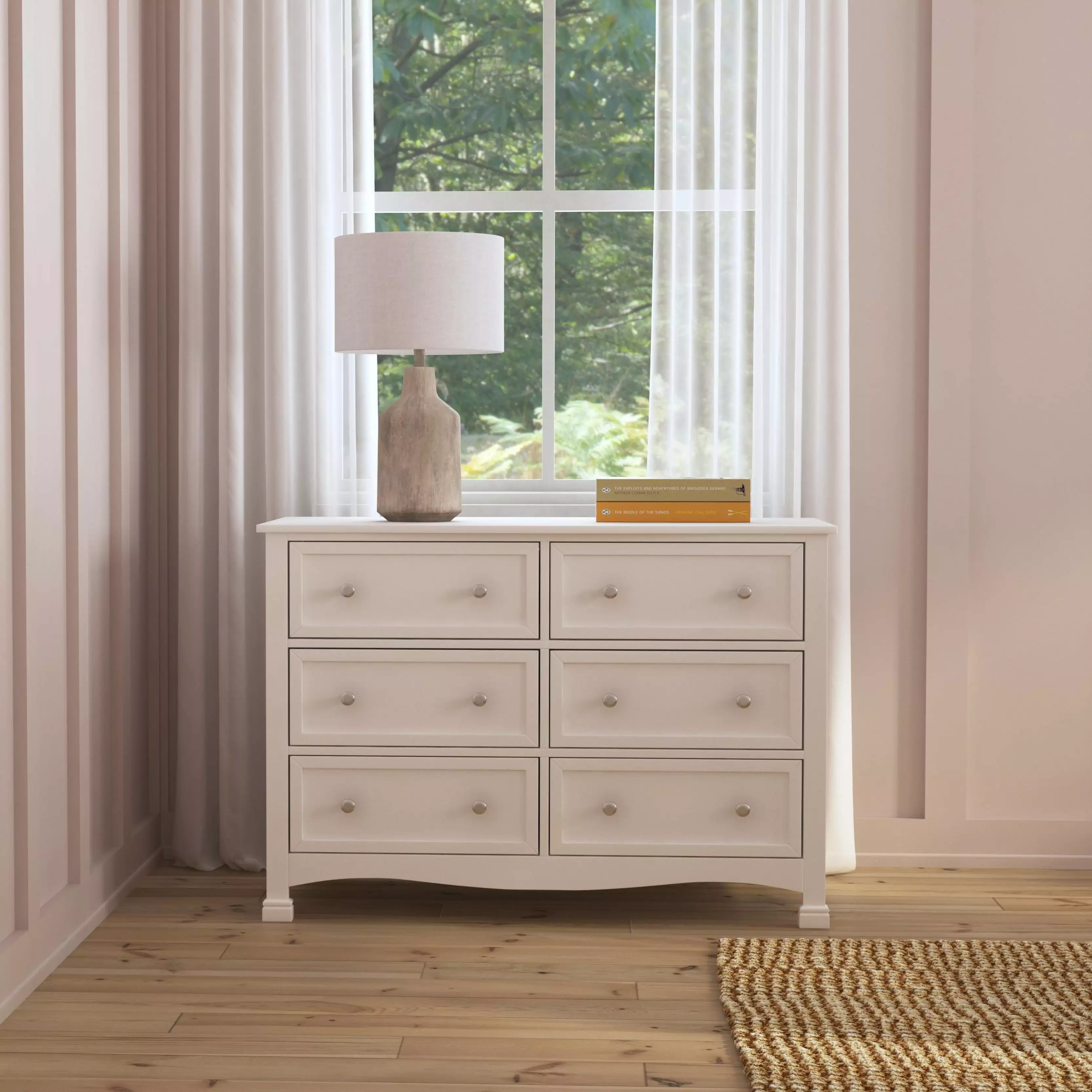 DaVinci Kalani 6 Drawer Double Wide Dresser White Finish - Spacious Baby Dresser