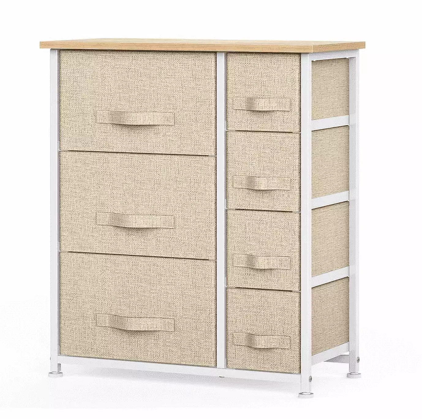 Zimtown Dresser Arranger Chest 7 Drawers Arranger Bedroom Hallway Entryway Steel Frame Wood Top Beige FCH